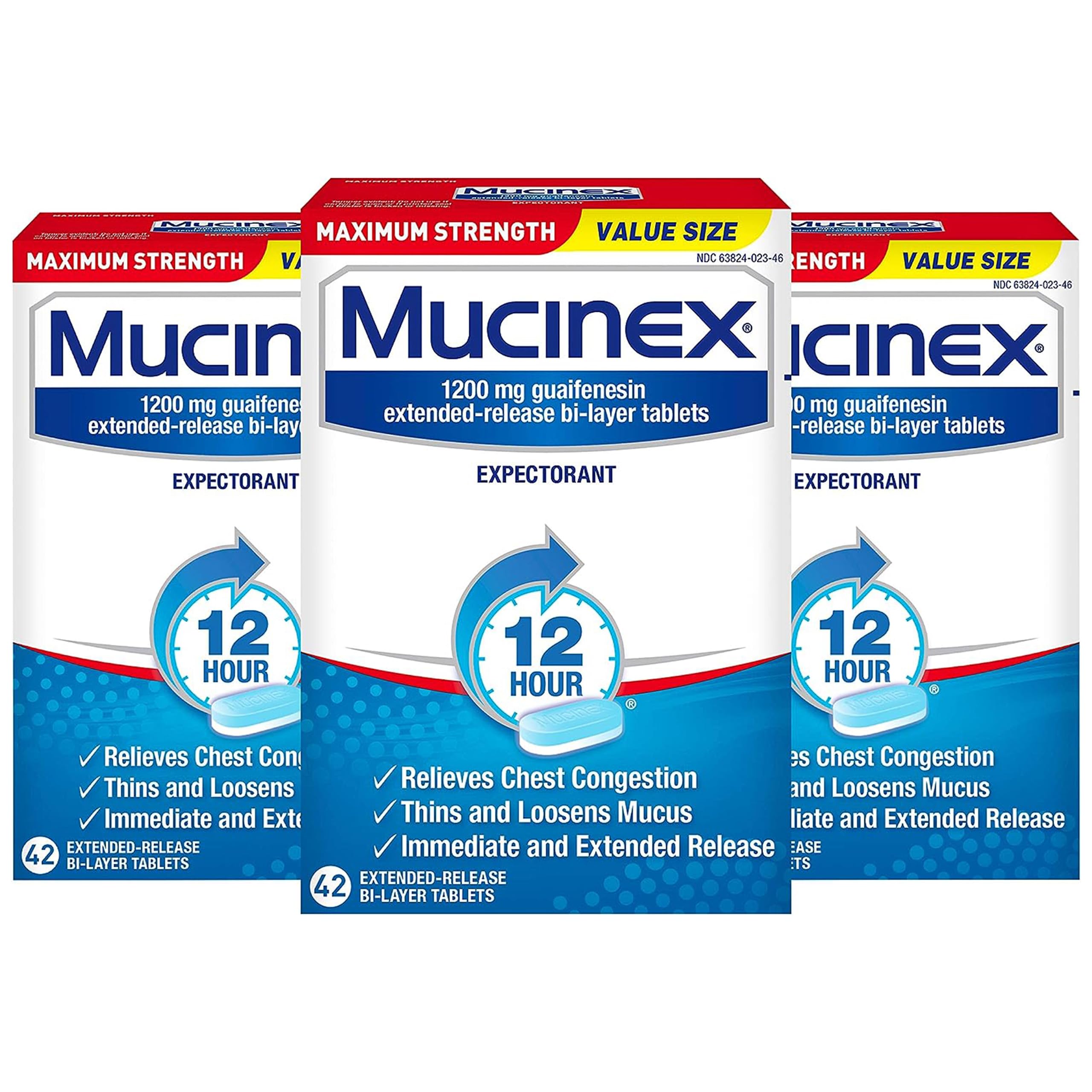 Mucinex Maximum Strength Chest Congestion Medicine for Relief, Expectorant, Lasts 12 Hours, Extended-Release Bi-Layer Tablets, 4