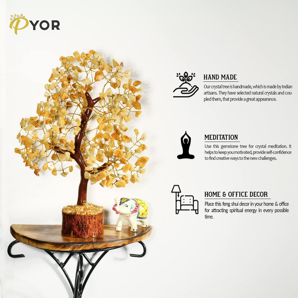 PYOR Aventurine Yellow, Feng Shui Crystals and Stones, Real Gem Tree Energy, Good Luck Money Crystals, Spiritual and Living Room
