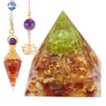 SUNYIK Orgone Pyramid & Orgone Pendulum Set, Tree of Life Orgonite Energy Generator & Orgone Crystal Points Pendulum for Divinat