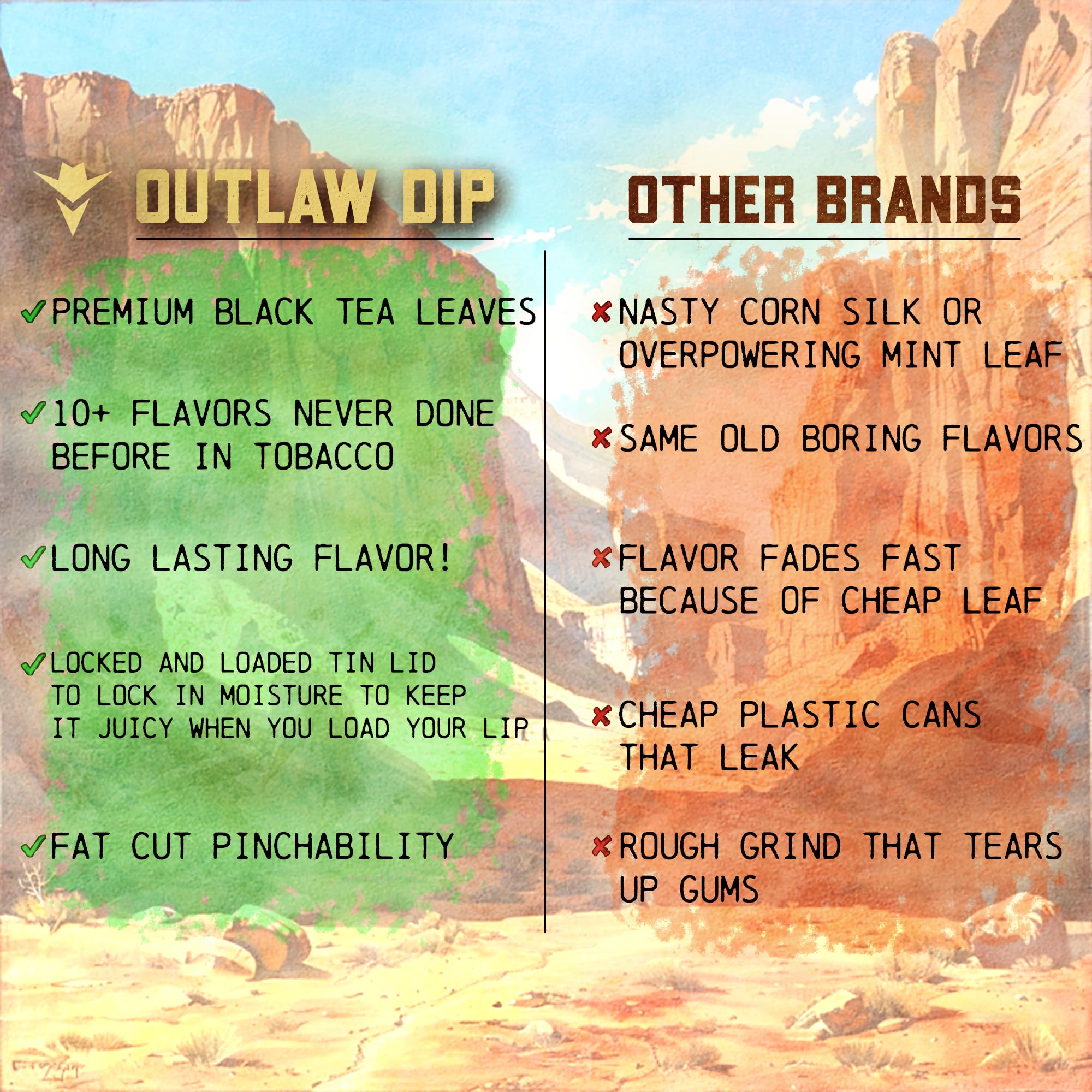Outlaw Original NiC-Safe Fat Cut - 6 Pack - Tobacco & Nicotine Free Chew