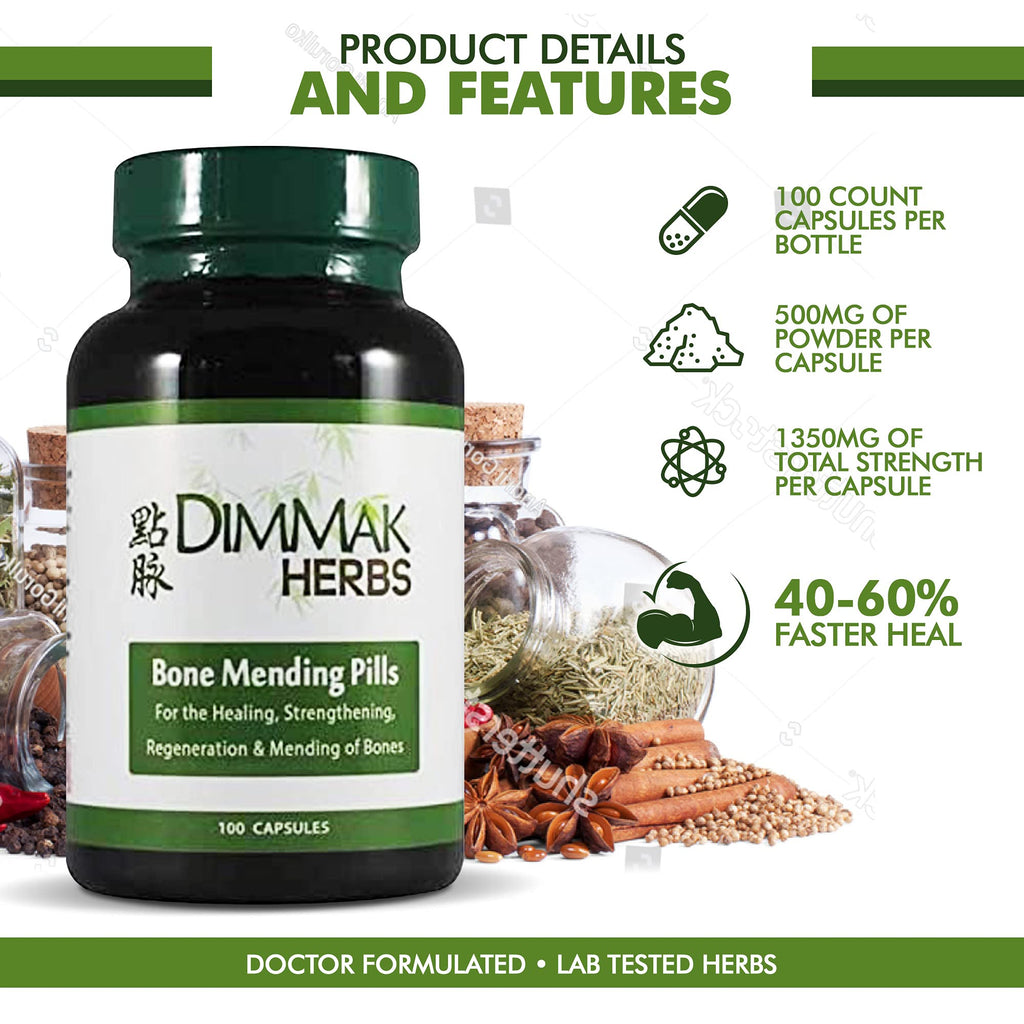 Certified Organic Bone Mending Pills by Dimmak Herbs, Bone Fracture Healing Supplement, Bone Strengthening Pills, Chinese Medici