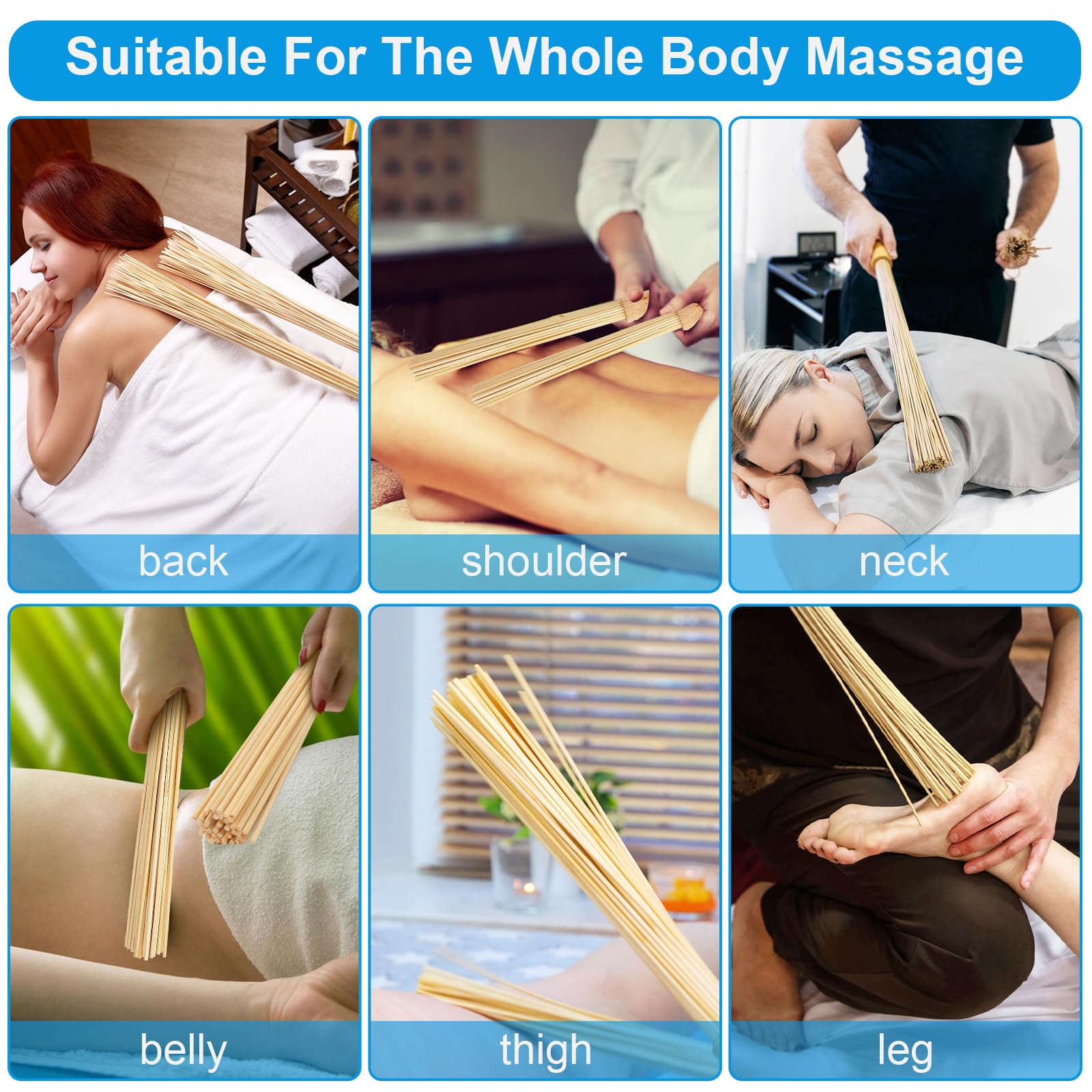 WYJTPONE 2PCS Bamboo Massage Sticks,Bamboo Therapy Massage Body Tool for Relax Muscles (2)