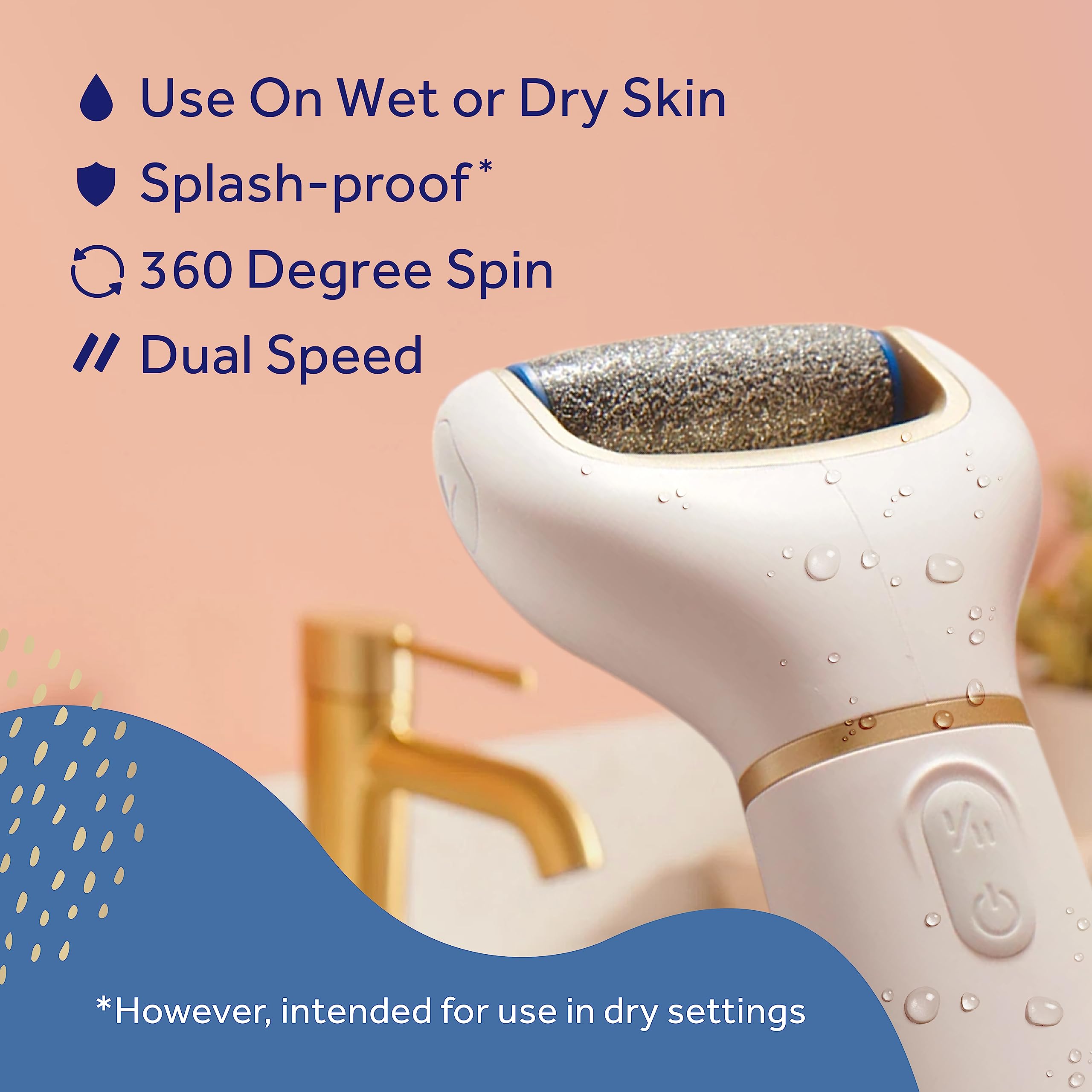 Amop   Pedi Perfect Electric Callus Remover Foot File w/ Diamond Crystals, Pedicure Tool for Feet, Removes Hard & Dead Skin, Fee