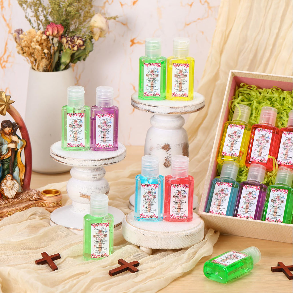 Gejoy 48 Pack Christian Hand Sanitizer Bible Verse Mini Hand Sanitizer Bulk Travel Size Christian Gift for Women Bible Religious