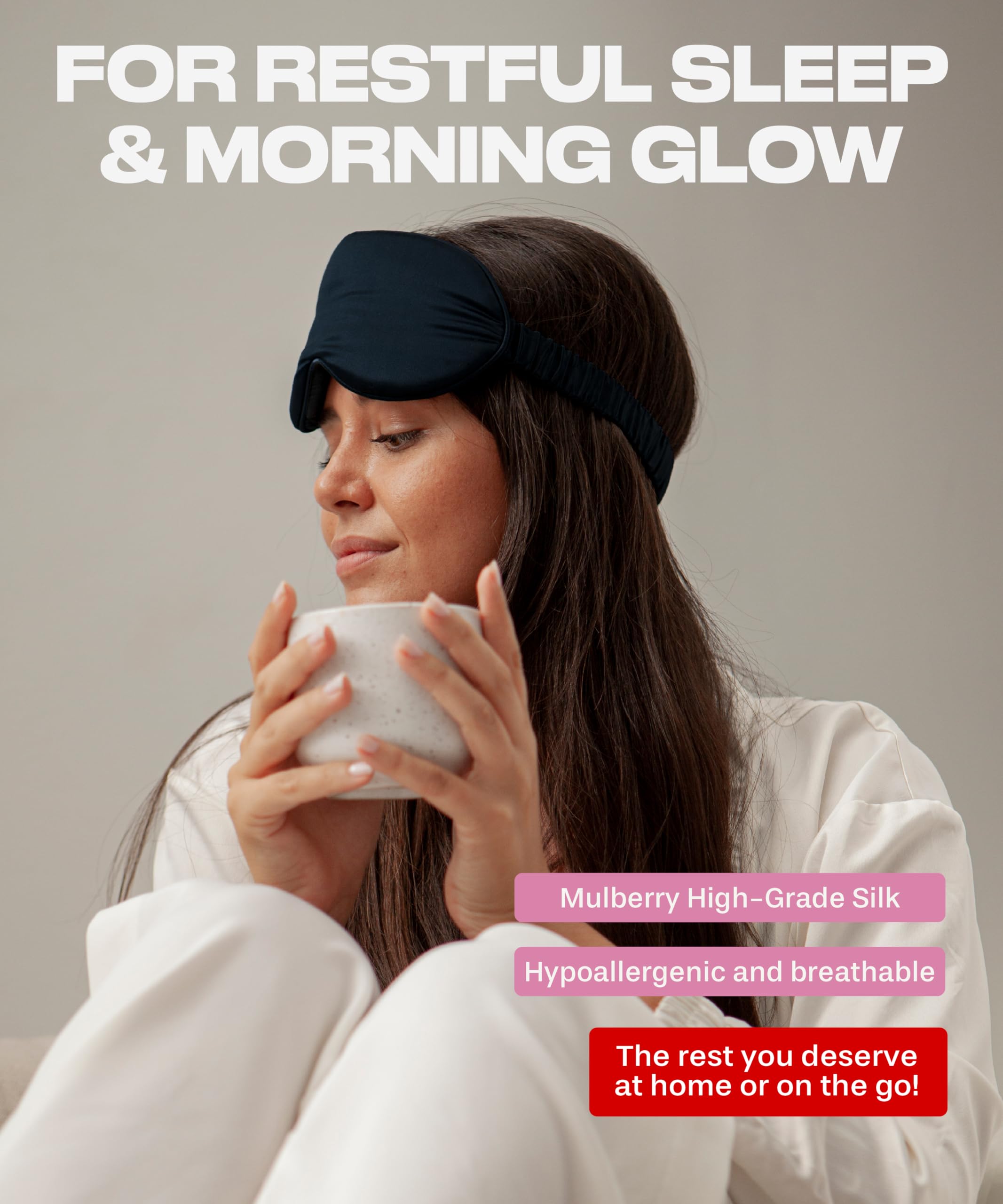 SUNDAYSILKS Premium Mulberry Silk Sleep Masks | Soft Eye Covers, Silk Sleep Mask Blackout [Midnight Black] Silk Eye Masks for Sl