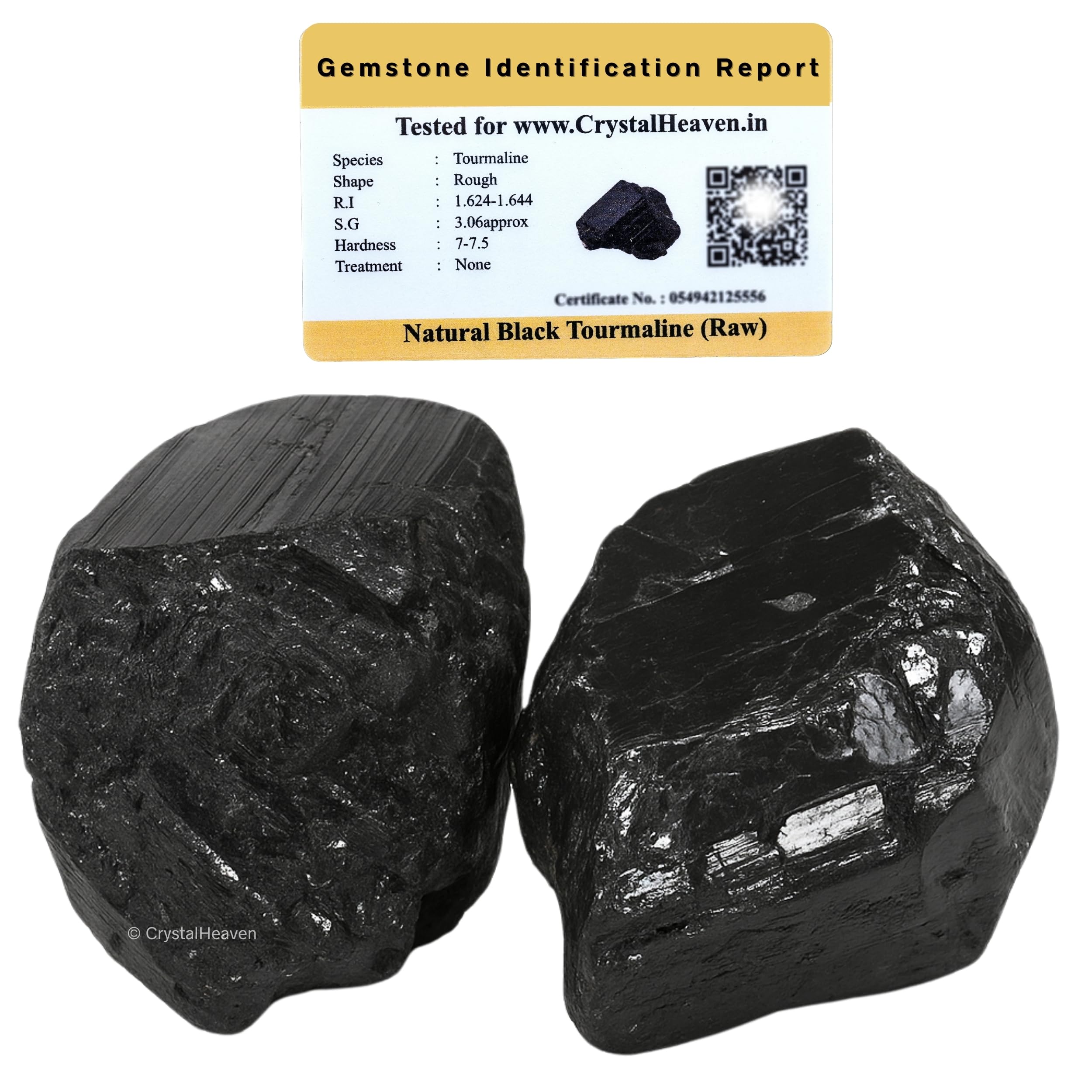 Crystal Heaven Certified Black Tourmaline Crystal Healing Rough Stone, Natural Raw Crystals For Manifestation, Meditation And Re