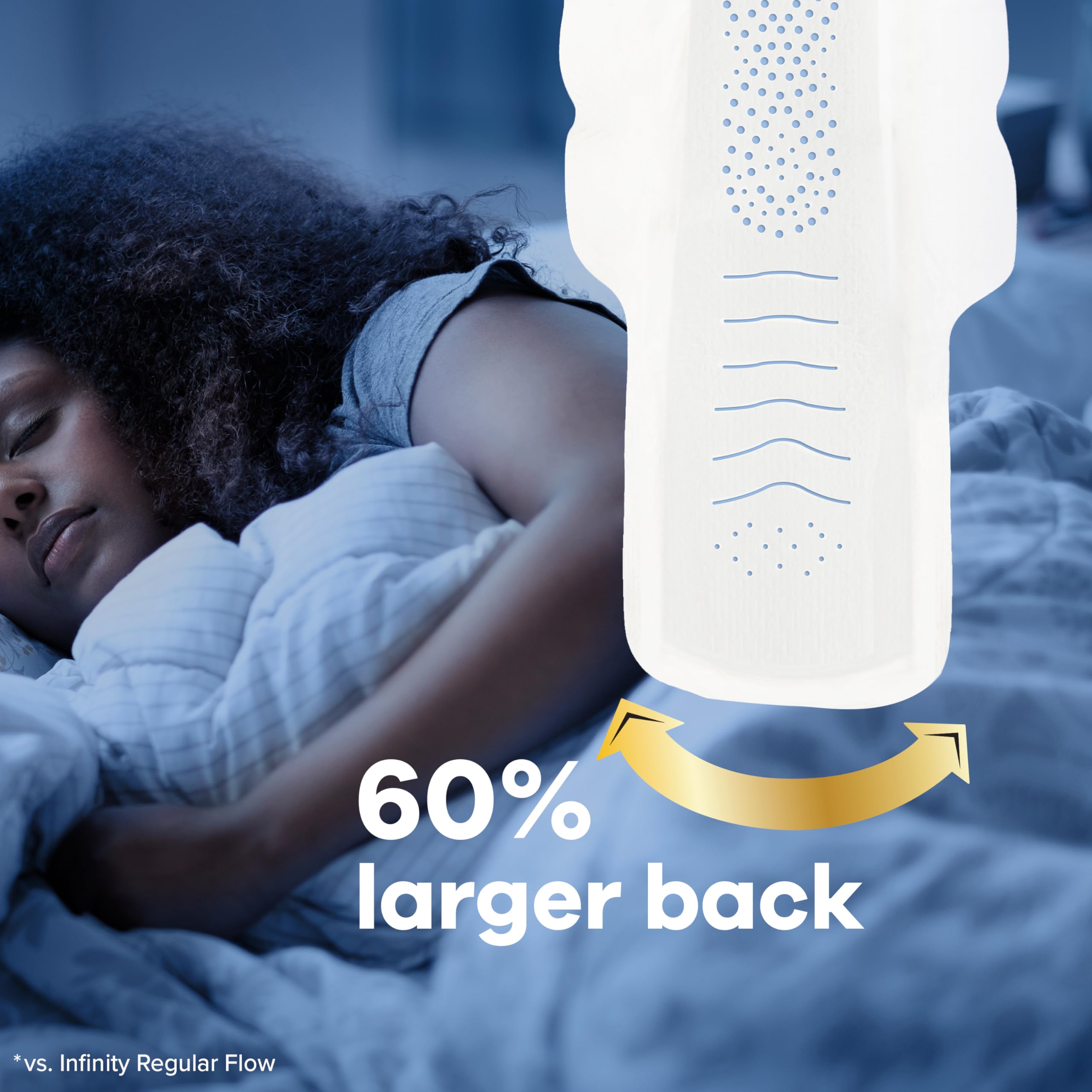 Always Infinity Feminine Pads For Women, Size 5 Extra Heavy Overnight Absorbency, Multipack, With Flexfoam, With Wings, Unscente