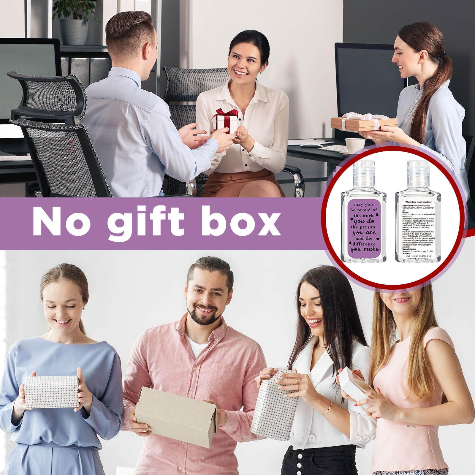Sacubee 30 Pcs Thank You Gifts for Coworker Mini Hand Sanitize Gel Bulk Scent Hand Sanitizer Travel Size Inspirational Appreciat