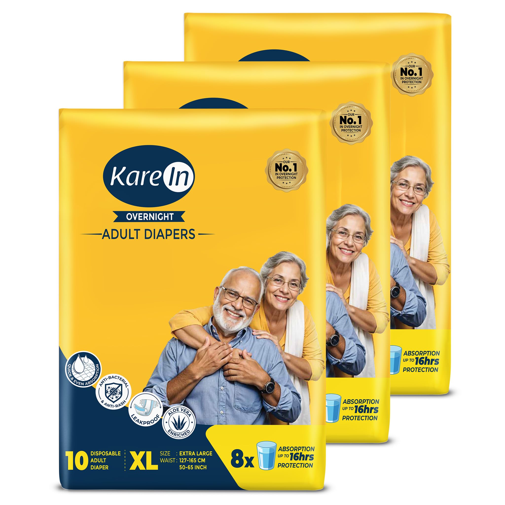 Karein Overnight Adult Diaper Tape Xl Size, Extra Large, Waist 100150 Cm 4059, 30 Unit, Long Protection Hour, Unisex, Quick 