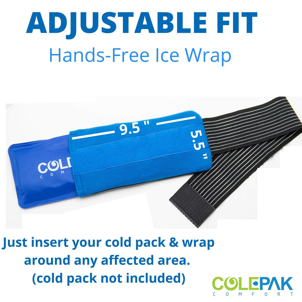 ColePak Comfort Ice Pack Wrap - Reusable - Ideal for Cold Therapy - Cover with Wide Elastic Strap (Gel Pack Not Included)