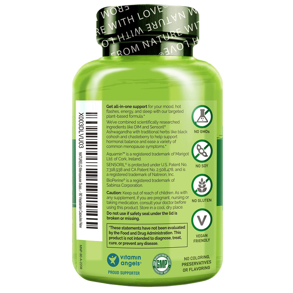 NATURELO Menopause Supplements for Women, Herbal Blend with Black Cohosh for Menopause Hot Flashes Advanced Estrogen Multi-Sympt