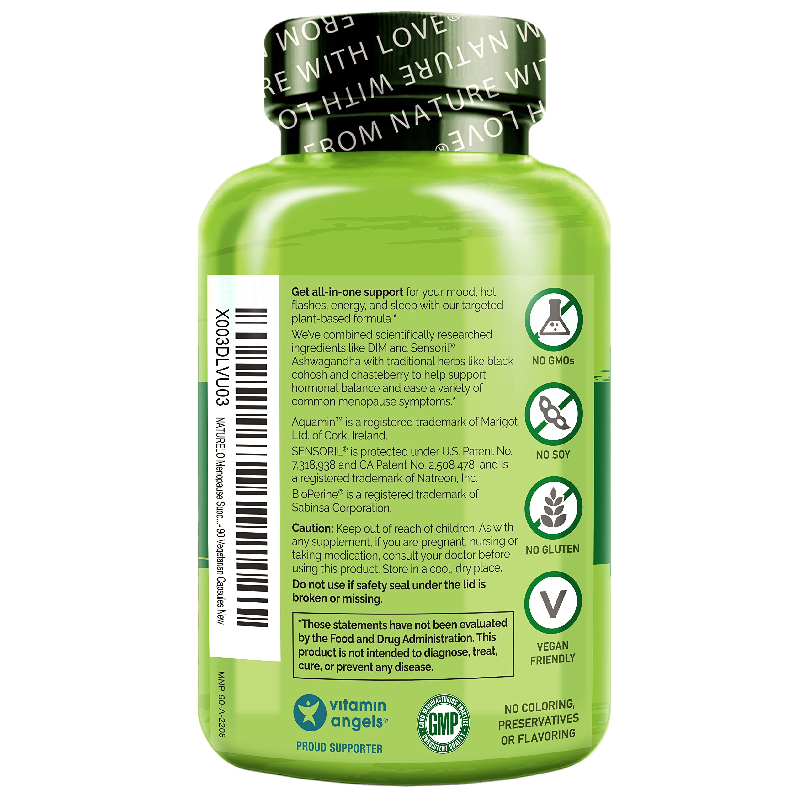 NATURELO Menopause Supplements for Women, Herbal Blend with Black Cohosh for Menopause Hot Flashes Advanced Estrogen Multi-Sympt