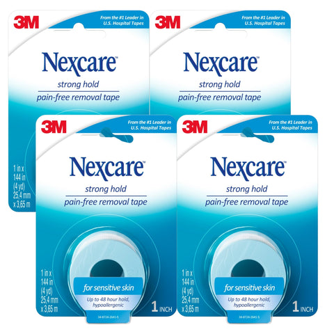 Nexcare Sensitive Skin Low Trauma Tape, 4 Count - Gentle Adhesive Medical Tape for Fragile or Delicate Skin, Hypoallergenic & La