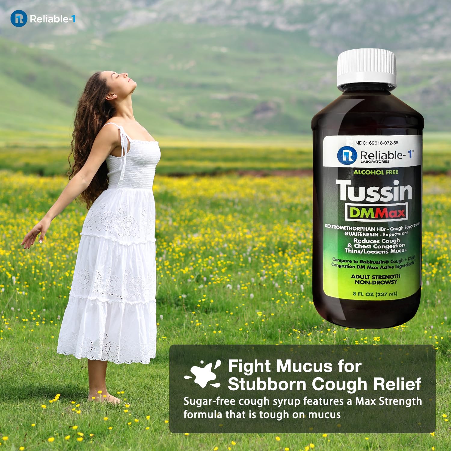 Reliable-1 Laboratories Tussin DM MAX Cough Suppressant, Reduces Cough & Chest Congestion, Thins/Loosens Mucus, Adult Strength N