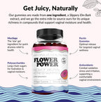 Flower Power She Juicy Gummies - Vaginal Moisturizer for Dryness, Feminine Care, Sugar Free Slippery Elm Bark Mix Berries, Blueb