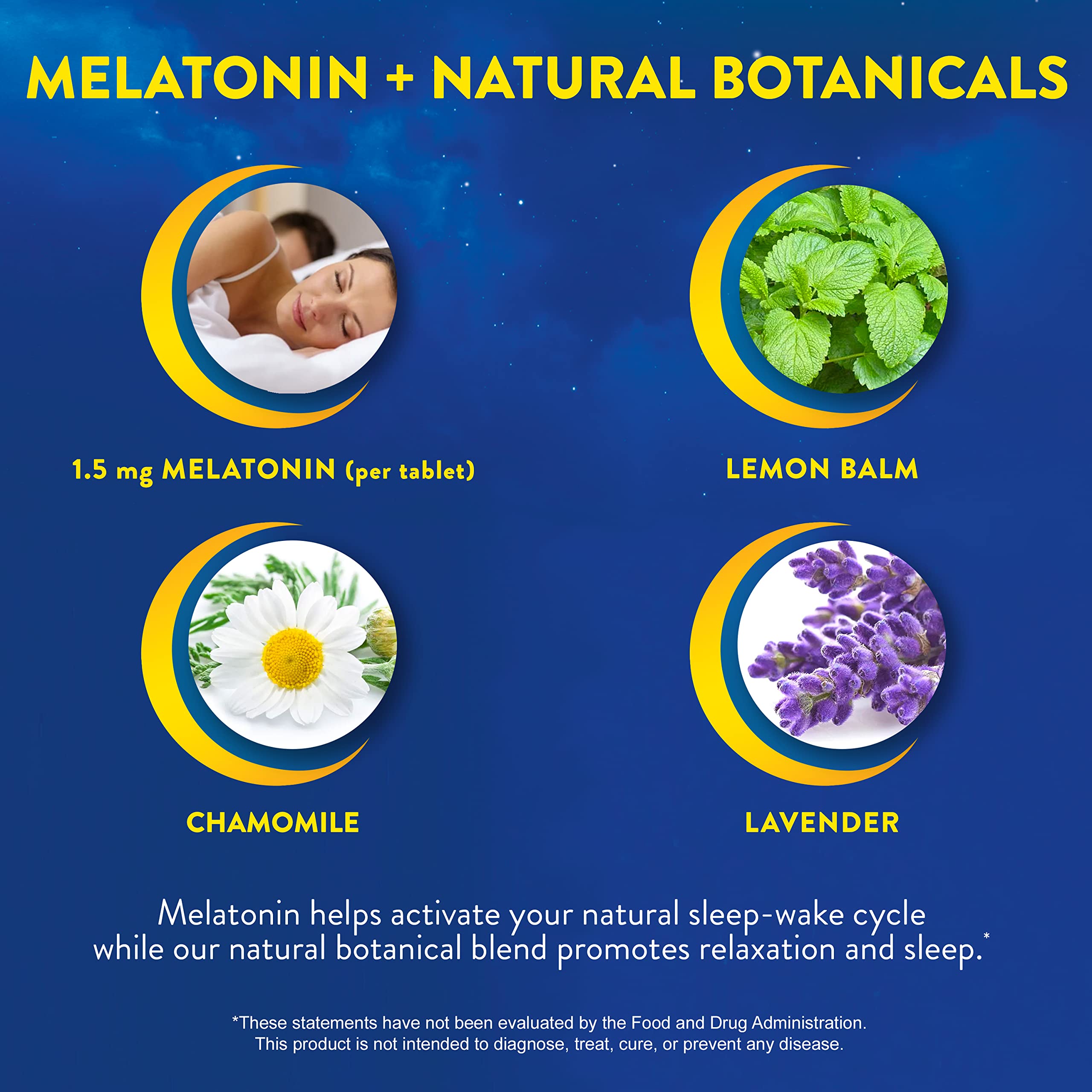MidNite Back to Sleep Low Dose, 1.5 mg Melatonin Sleep Aid, Non-Habit Forming, Herbal Dietary Supplement for Adults, Drug-Free,