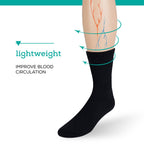 Men's Diabetic Socks - 12 Pack - Black - By Zeke, Size 10-13