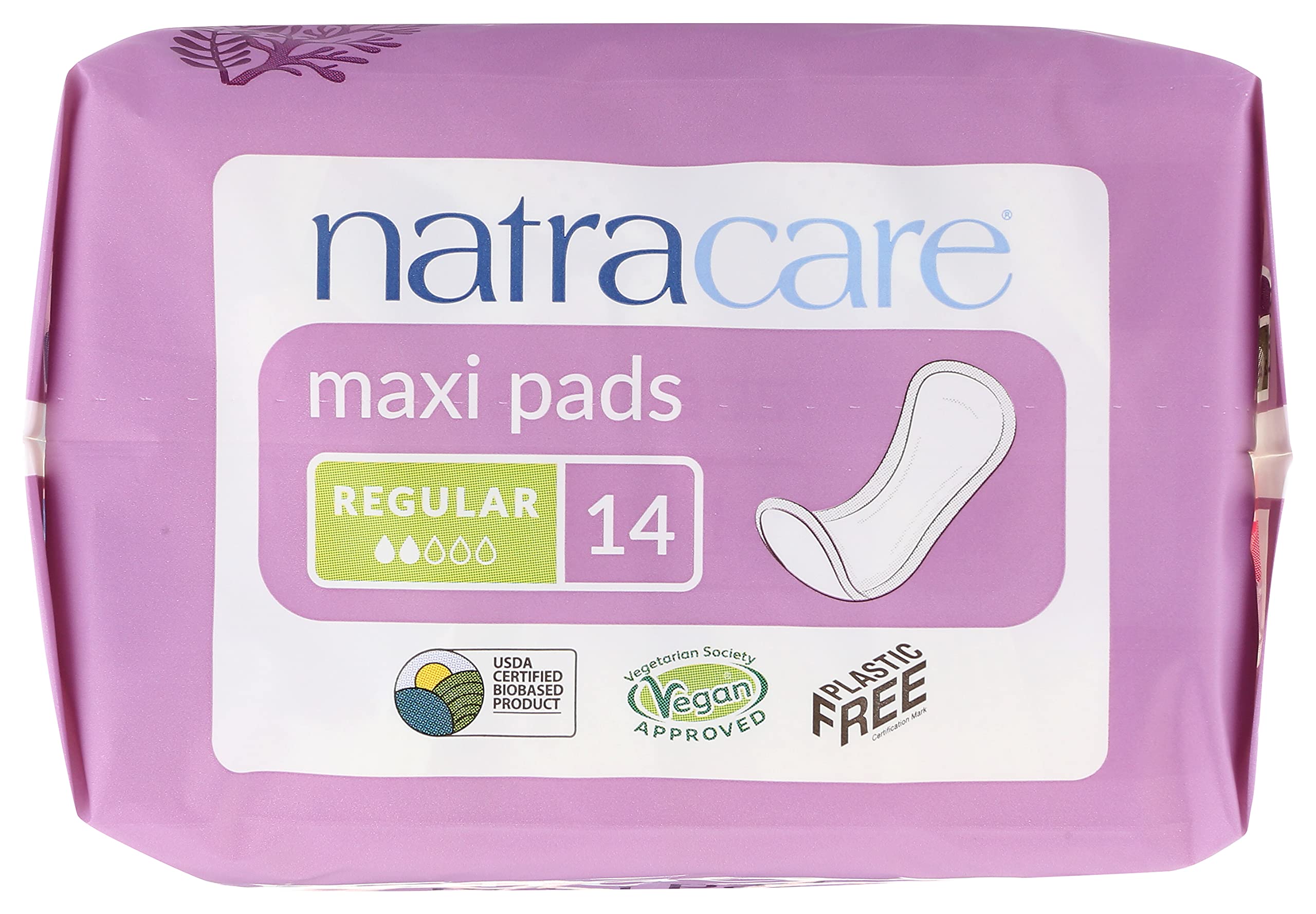 Natracare Natural Maxi Pads, Regular, 14-Count Boxes (Pack of 12)