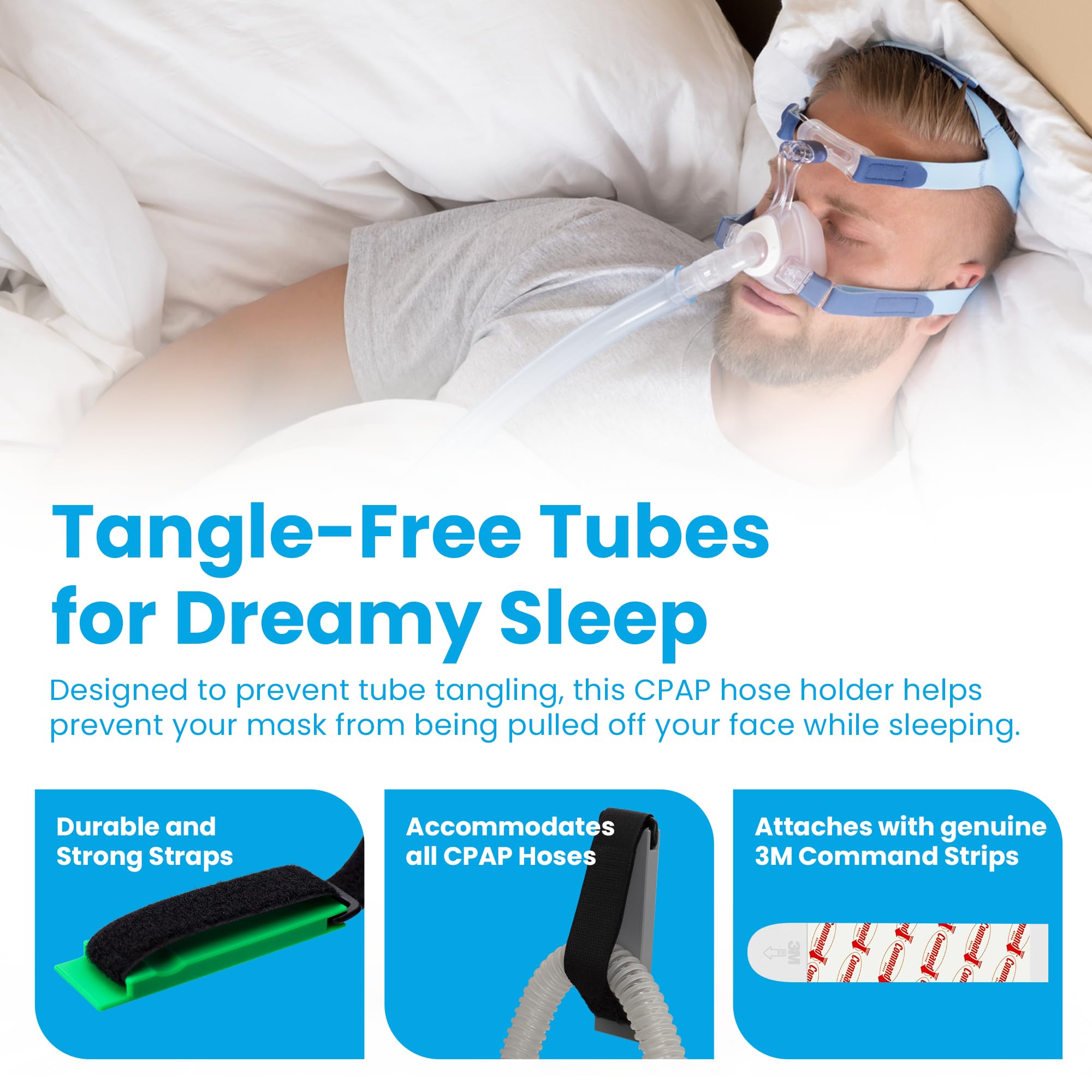 CPAP Tube Holder - for Bed, Wall & Headboard, Perfect for CPAP Machines, Sturdy Hose Hanger, Ideal for Home & Travel, Low Profil