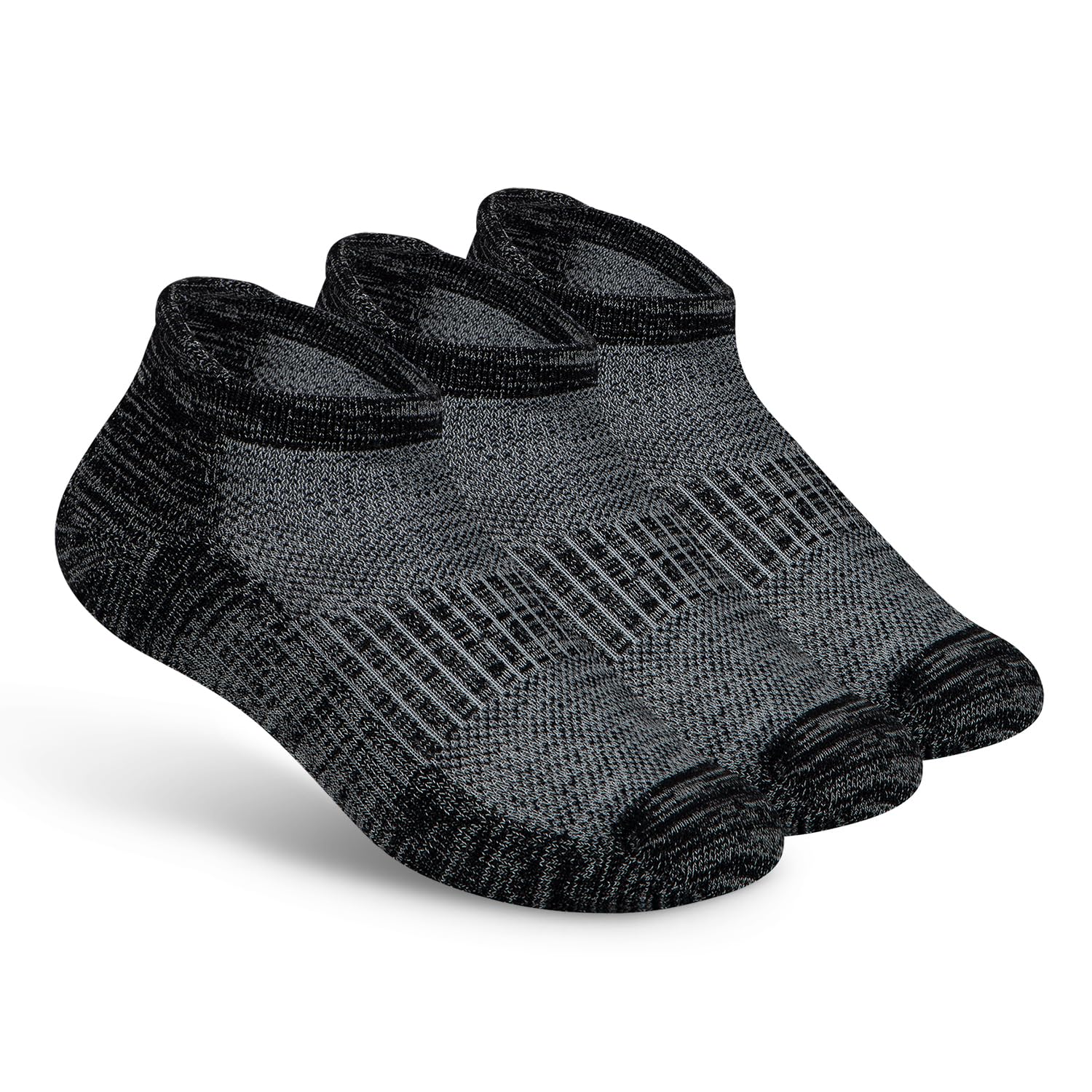 Orthofeet Low Cut Non-Binding Non-Constrictive Circulation Seam Free Black Socks, 3 Pack