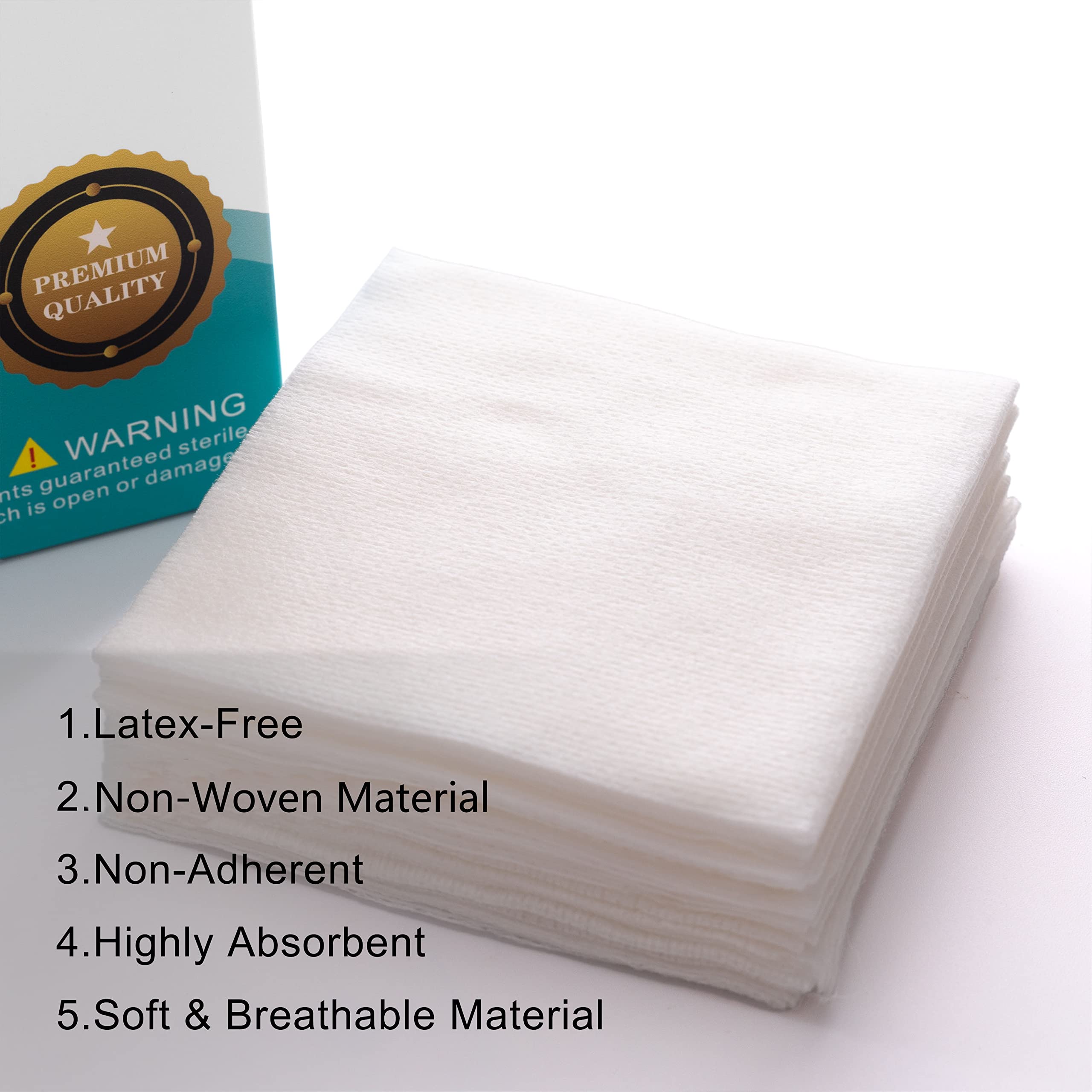 General Medi Sterile Gauze Sponges, 4 x 4 Non-Woven Wound Pads - Individually Wrapped Highly Absorbent Sponges Pads for Cushioni