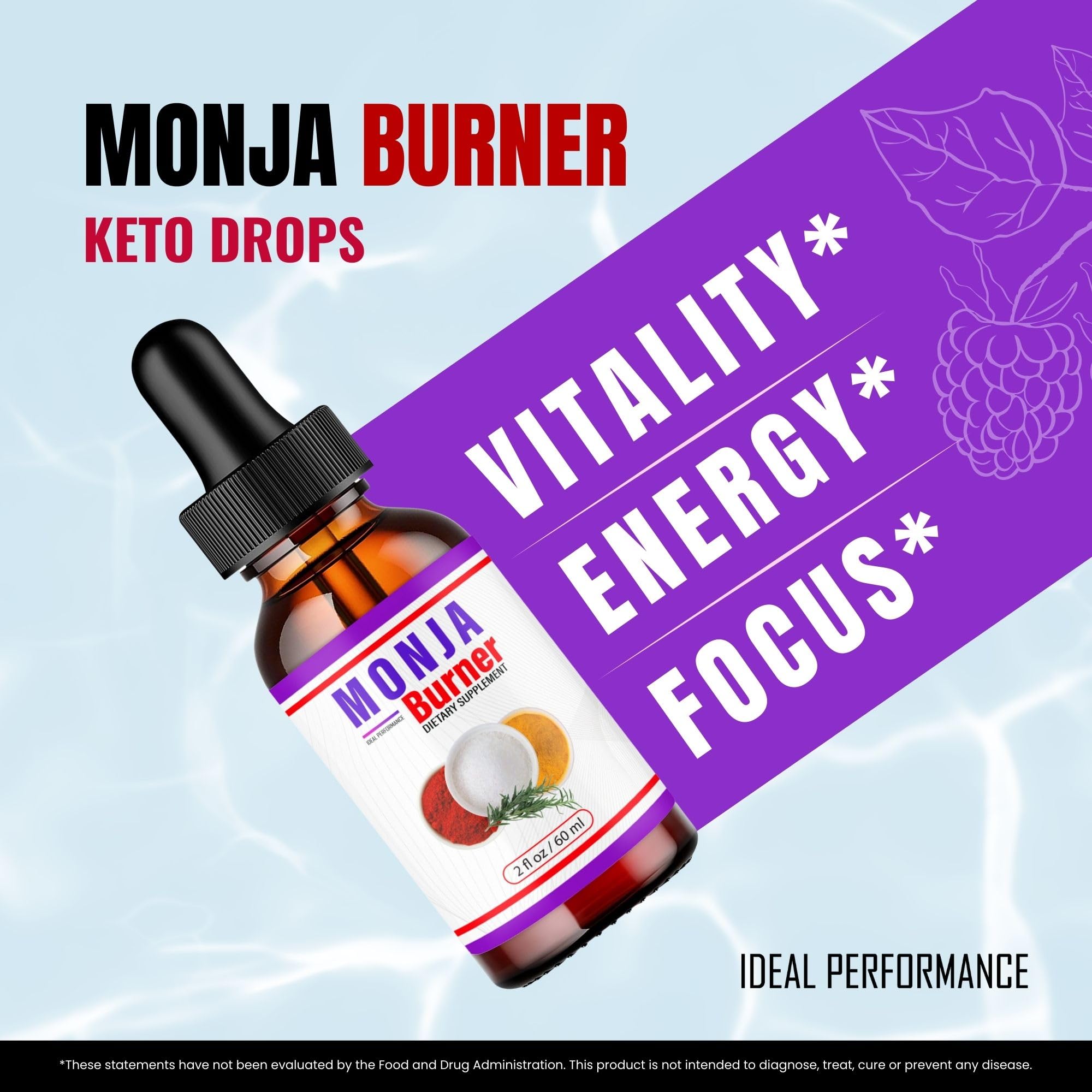 Monja Burner Burn Drops - Official Monja Tea Drops, MonjaBurner Liquid Drop Supplement, Natural Ingredients Advanced Formula, Mo