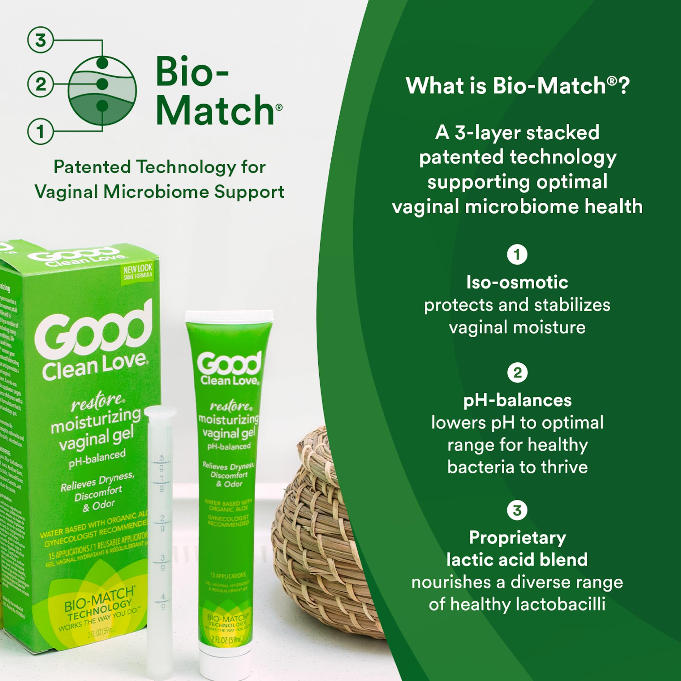 Good Clean Love Restore Moisturizing Vaginal Gel, pH-Balanced Vaginal Moisturizer, Water-Based Feminine Care with Aloe Vera & La
