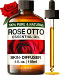 Kukka Rose Essential Oil for Skin, Face & Diffuser - 4 Fl Oz - 100% Pure Natural Rose Oil, Delicate Floral Scent, for Aromathera