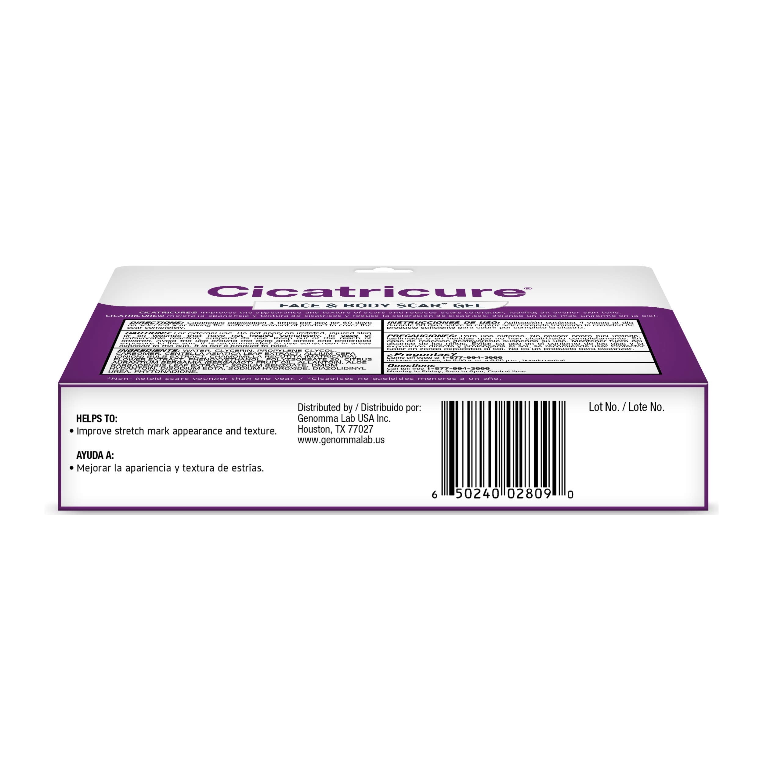 Cicatricure Scar Gel Cream Reduces Visible Scarring From Surgery, Burns, Acne, Injury 1.0 oz ( 2pk.)