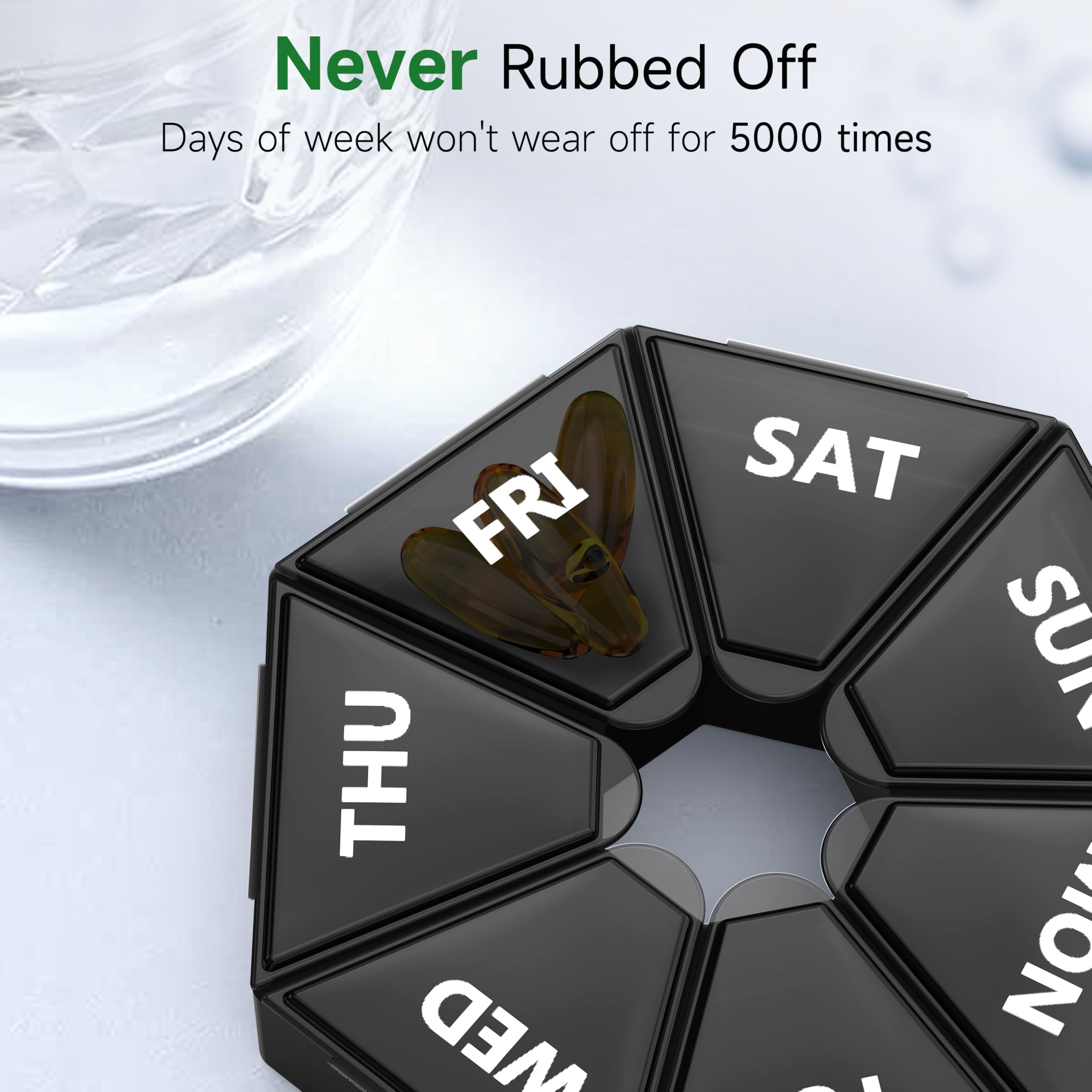Gelibo,Weekly Pill Organizer, 2 Pack Portable Travel Pill Box Dispenser Medicine case 6 Colors (Seven Day) New Edition for Vitam