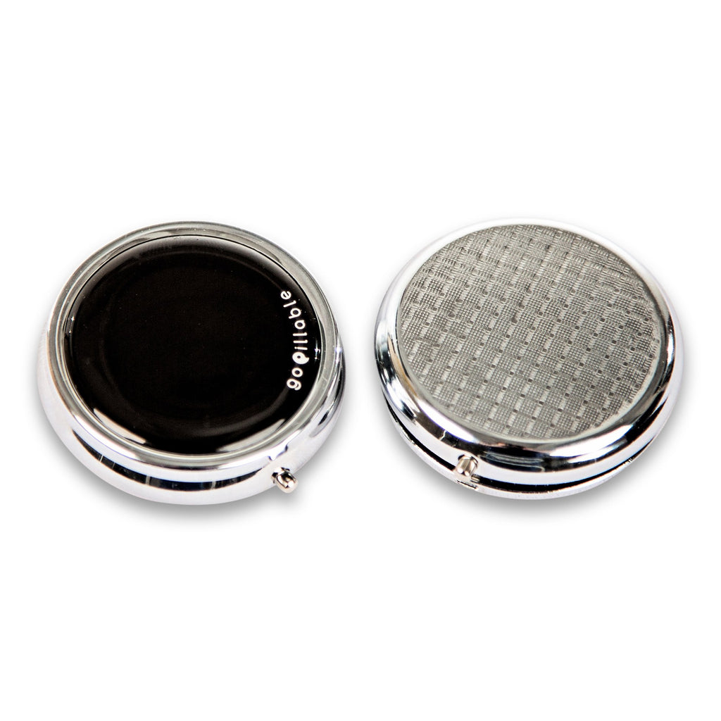 GOPILLABLE Black Purse Pill Box or Small Pill Box for Pocket. Convenient and Discreet, Great for Daily use or for Travel.
