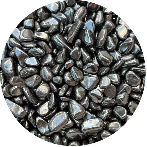 GAF TREASURES 0.5 Pound Natural Semi Tumbled Hematite Gemstone Large Chips, Hematite Crushed Crystal Chip, Undrilled Crystal Chi