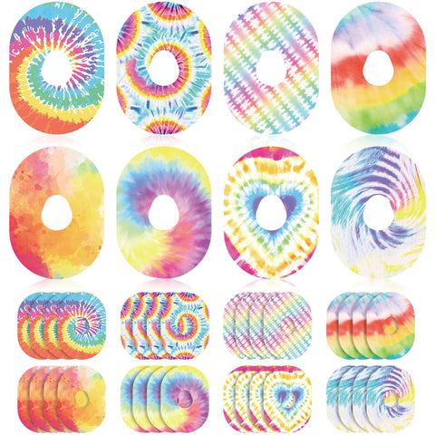Geiserailie 32 Pack Over Patches Waterproof Compatible with Dexcom G7, Cgm Patches Tie Dye Colorful Adhesive Tape Stickers Senso