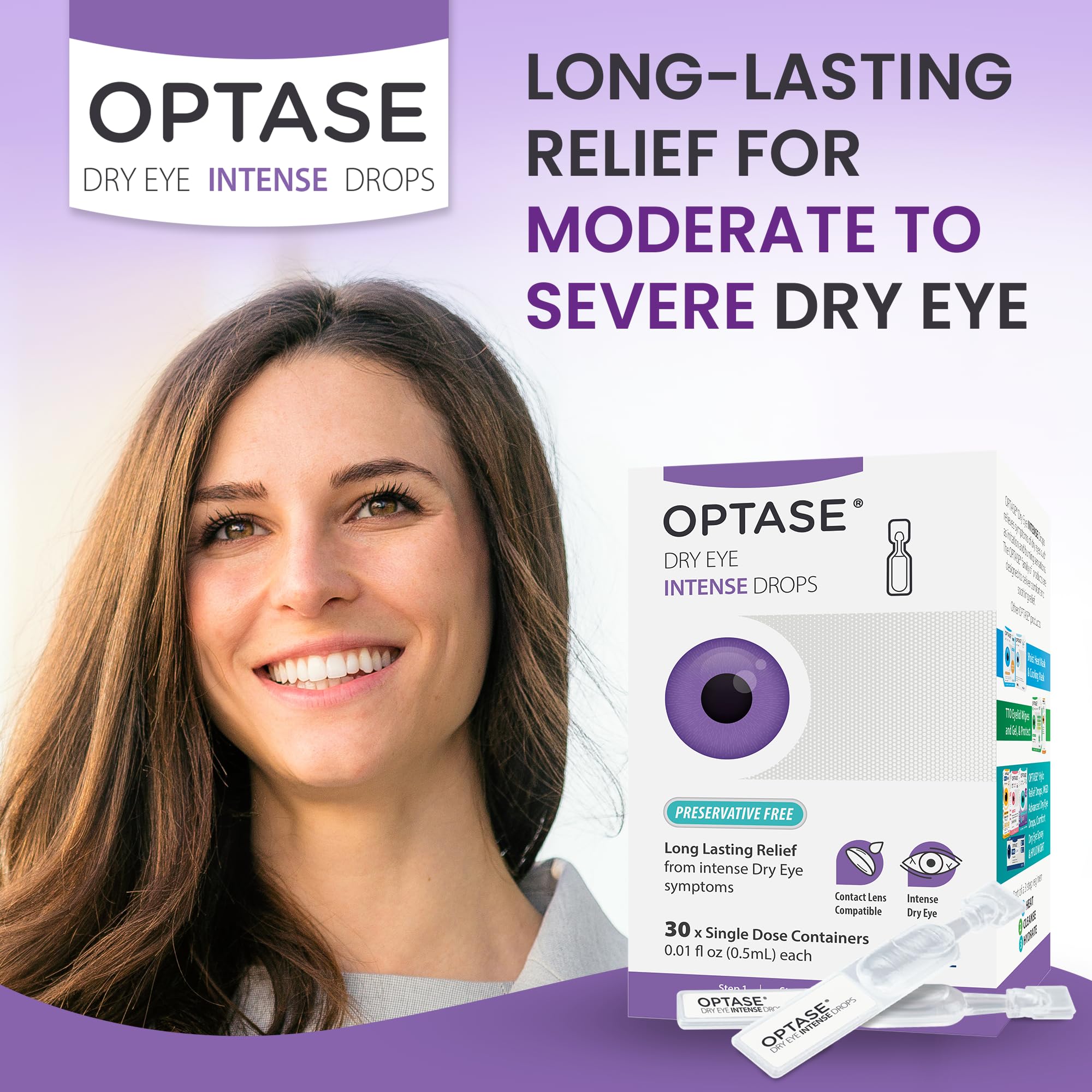 Optase Dry Eye Intense Drops, Single Dose - Preservative Free Eye Drops for Long Lasting Relief - Artificial Tears to Relieve Se