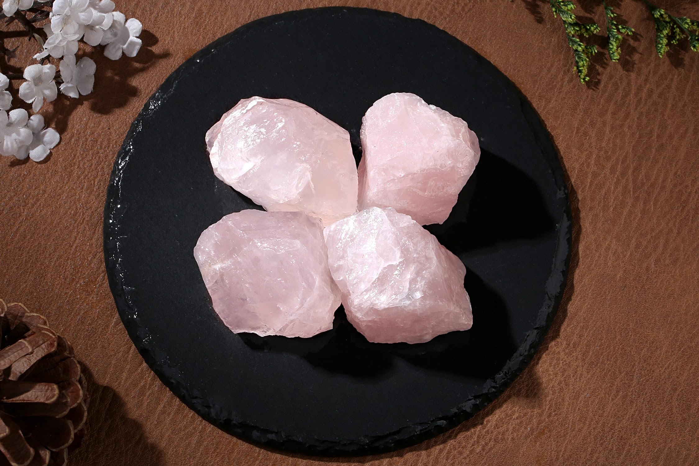 QINJIEJIE 2PCS Rose Quartz Raw Crystals 1.8-2.2'' Raw Crystals Healing Stones Bulk Large Crystal Rocks Stones for Tumbling Cabbi