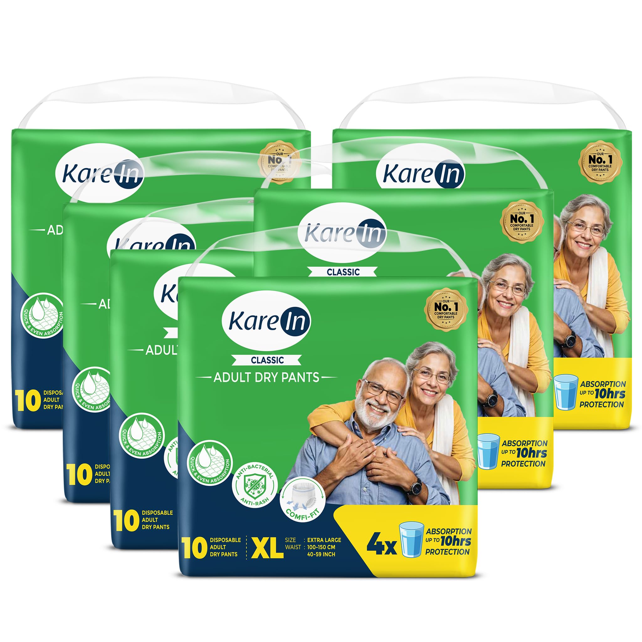 Karein Classic Adult Diaper Pant Xl Size, Extra Large, Waist (100150 Cm 4059), 60 Unit, Long Protection Hour, Unisex, Quick 
