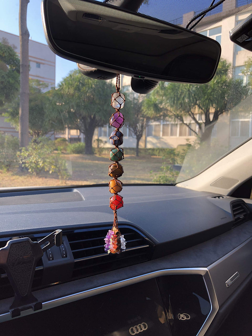 7 Chakra Gemstones Healing Feng Shui Crystals Window Car Decorations Hanging Ornament Dowsing Pendulum Good Luck Home Decoration