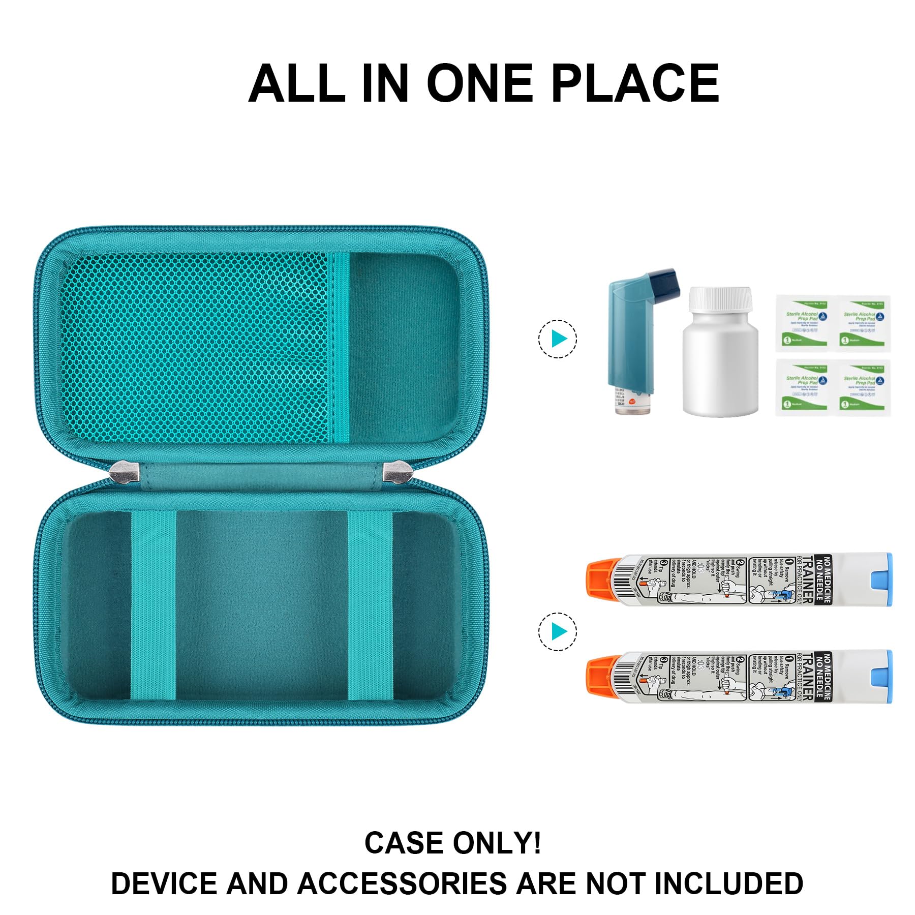 Supmay Hard Carrying Case Compatible with 2 EpiPen's or Auvi-Q, Epinephrine Pen, Medical Travel Case with Mesh Pockets for Asthm