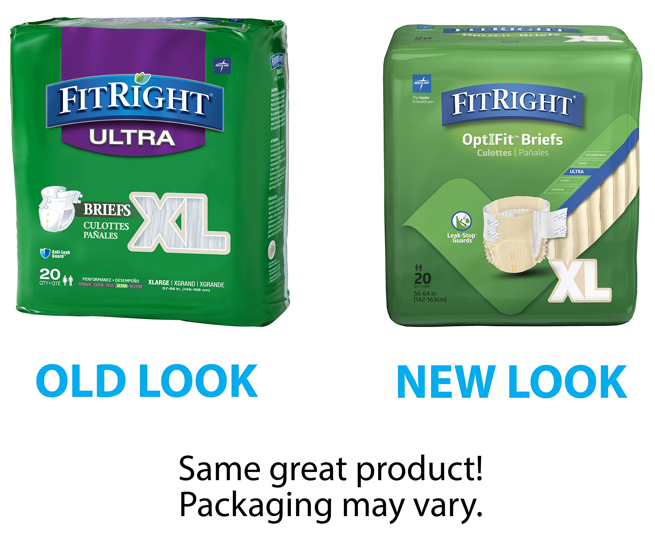 FitRight Ultra Adult Diapers, Disposable Incontinence Briefs with Tabs, Heavy Absorbency, X-Large, 57-66, 4 packs of 20 (80 tota