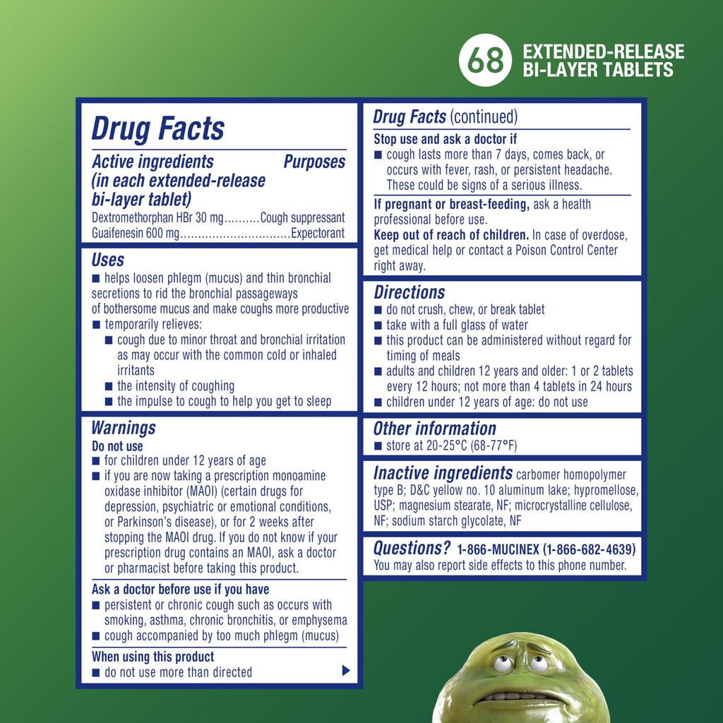 Mucinex DM 12Hr Chest Congestion & Cough Medicine For Adults, Cold And Cough Medicine for Excess Mucus Relief, 600 mg Guaifenesi