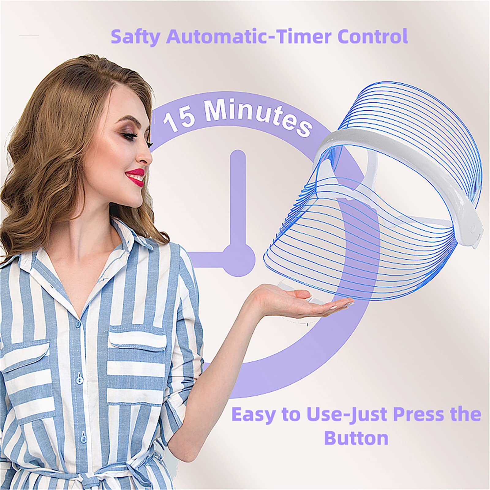 L E D Face Mask Light Therapy, 7 Colors L E D Light Therapy Mask, Red & Blue Light Therapy for Face, Light Mask for Skin Care, P