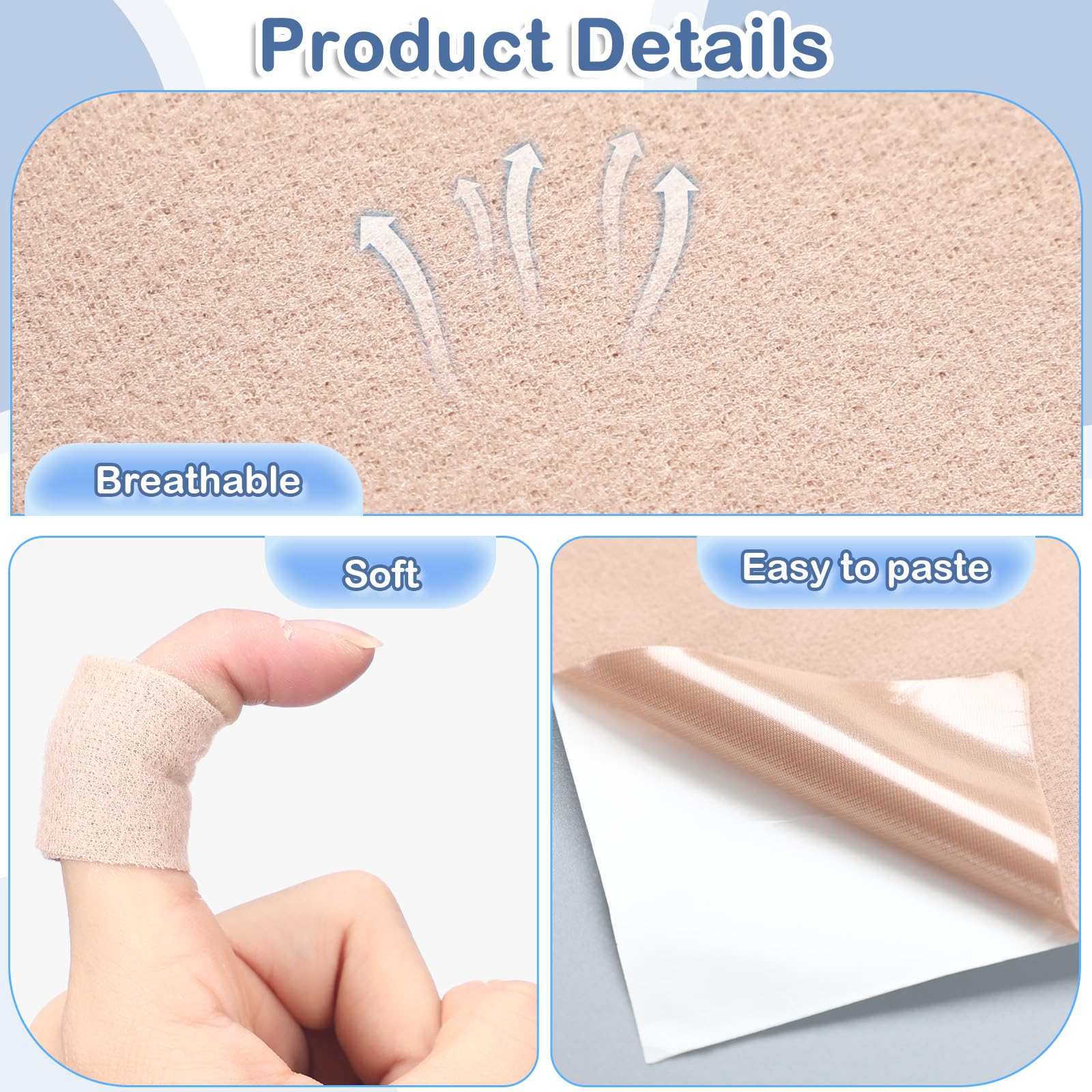Geiserailie Jumbo Moleskin Padding Roll Moleskin for Feet Adhesive Pads Blister Prevention Tape Soft Adhesive Skin Patch for Fee