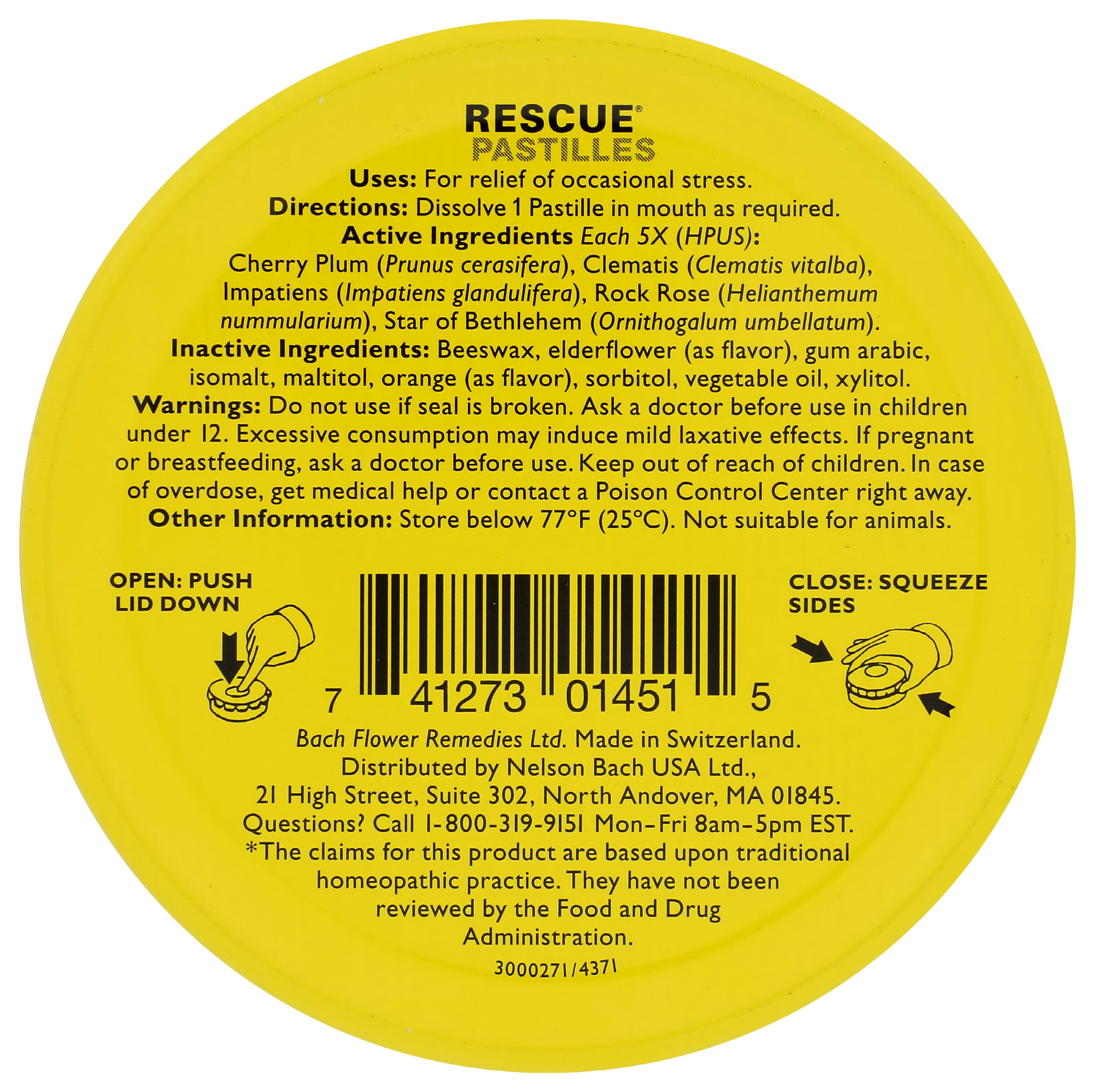Bach Rescue Pastilles Orange Elderflower, 1.7 OZ