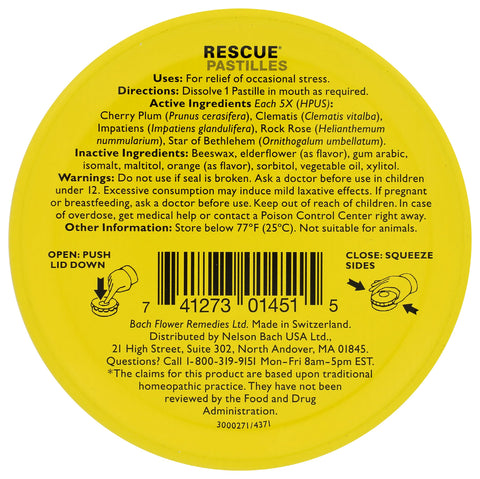 Bach Rescue Pastilles Orange Elderflower, 1.7 OZ