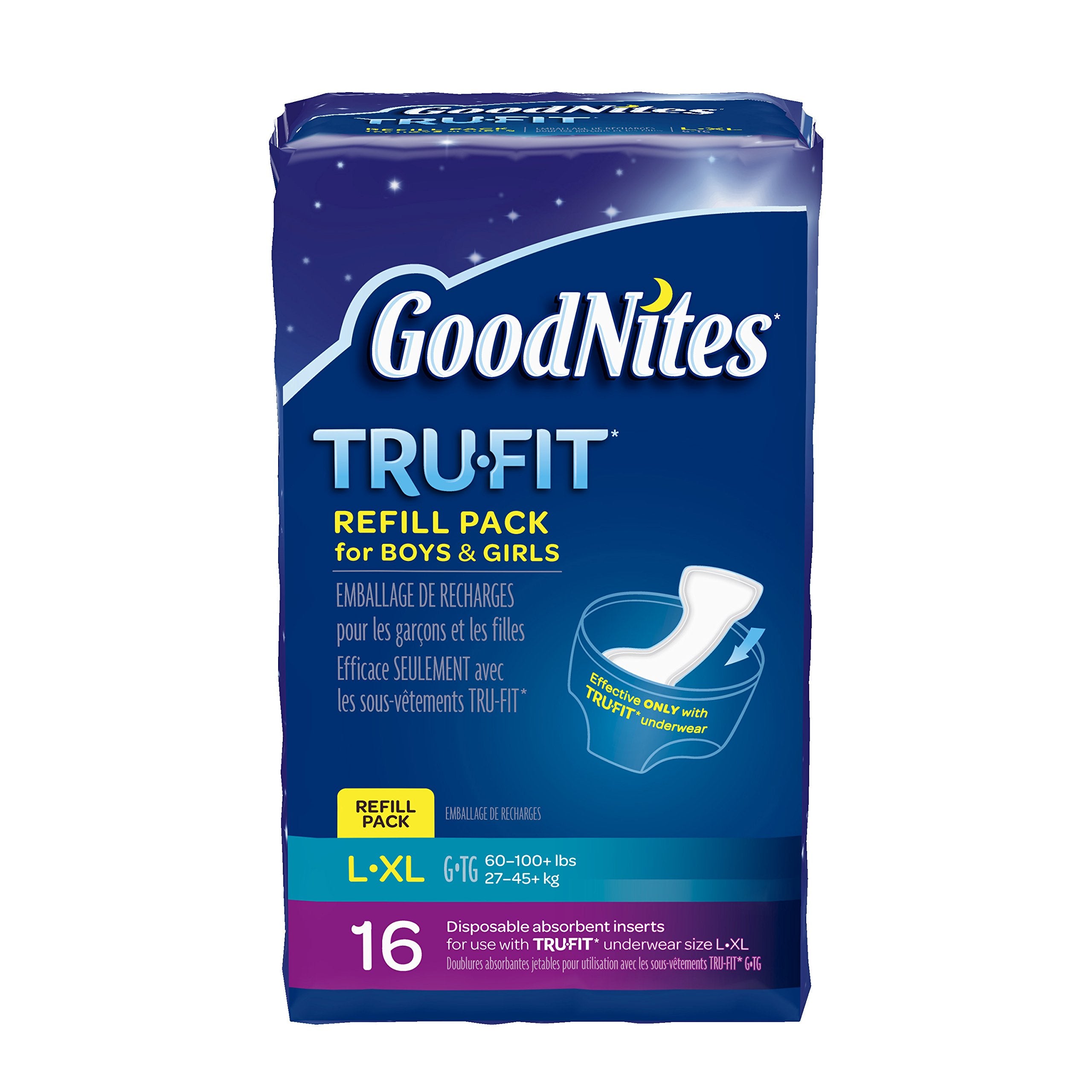 Goodnites Durable Underwear Refills Unisex Large/X-Large, 16-Count
