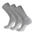 3 Pairs of Non-Skid Diabetic Crew Socks, Non Binding Top Therapeutic Cotton Gripper Socks (Grey, Size: 10-13)