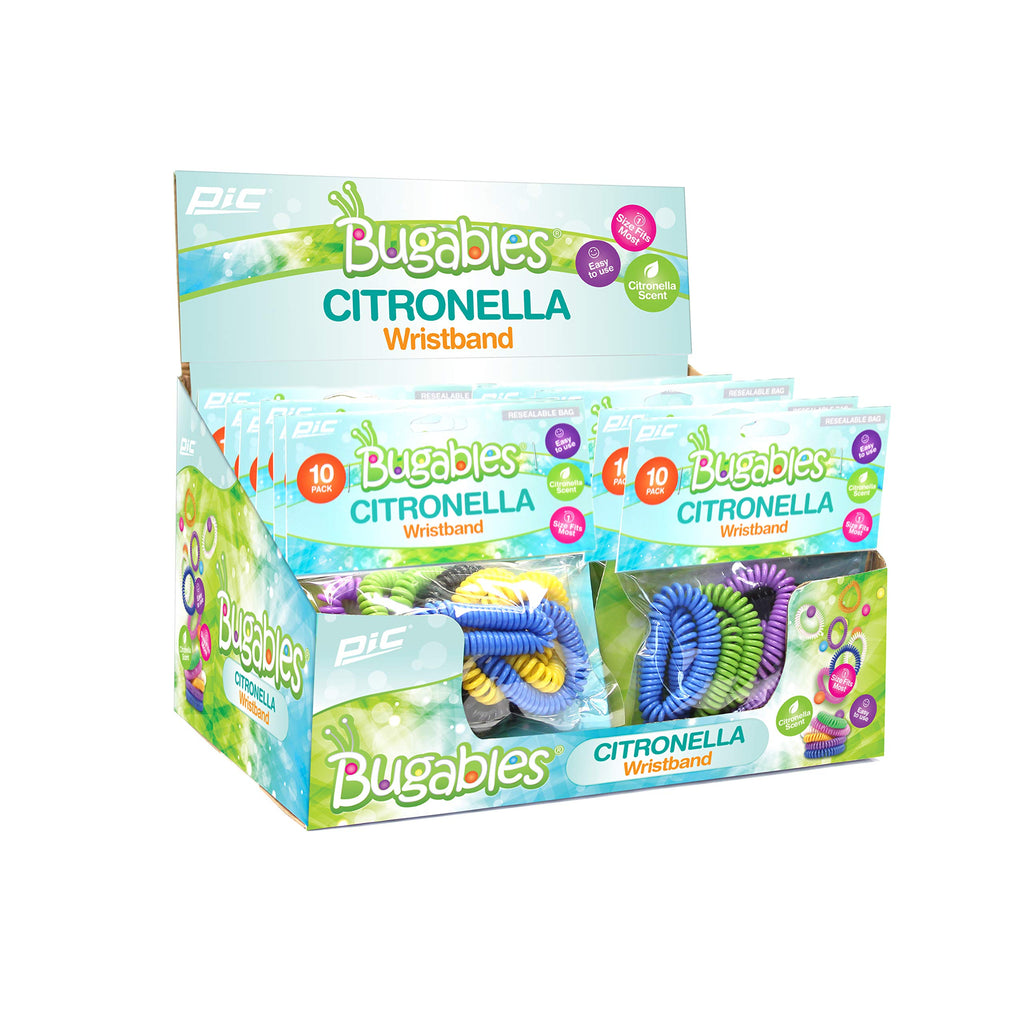 PIC Bugables Citronella Scented Coil Wristbands, Reusable and Resealable, One Size Fits All (Pack of 10)