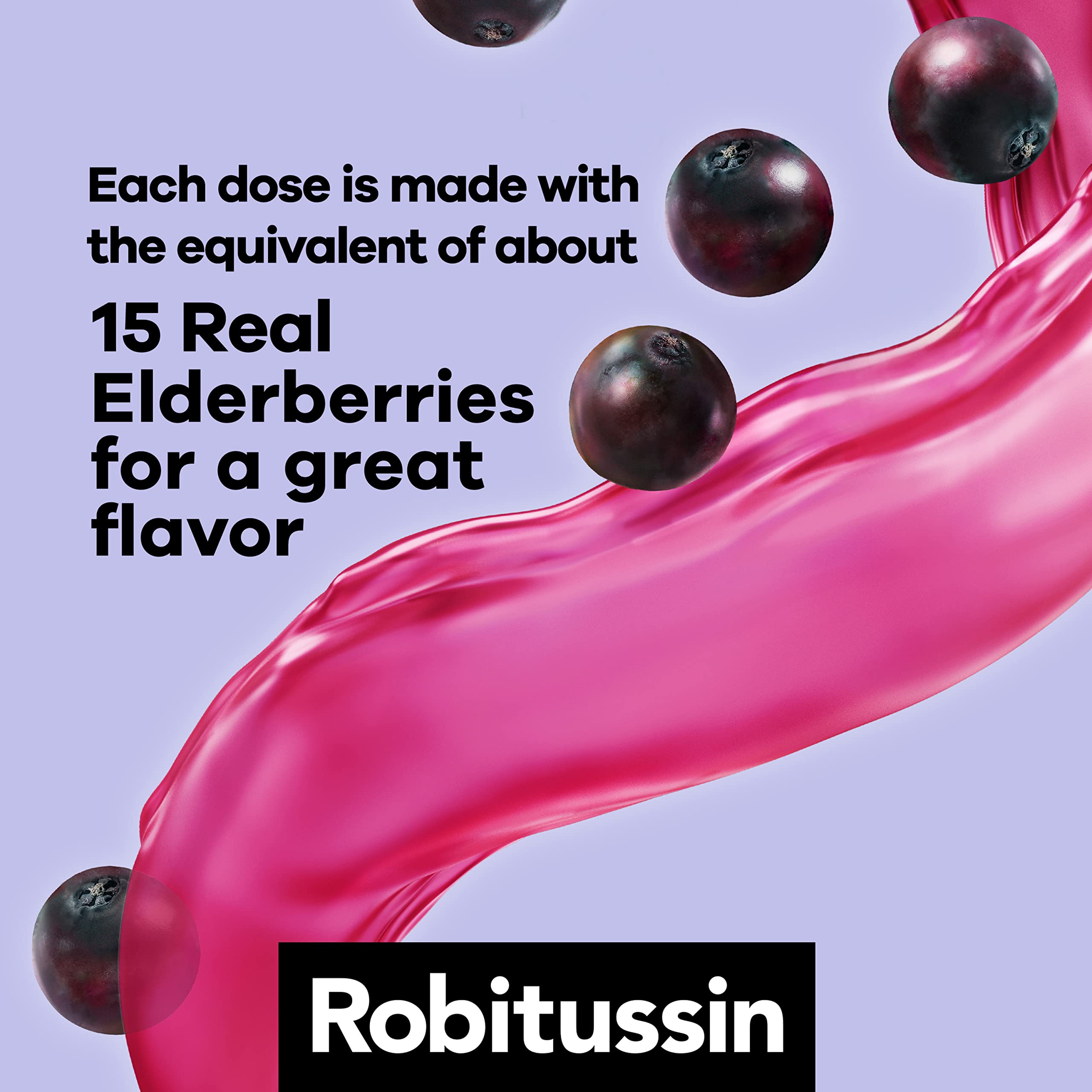 Robitussin Maximum Strength Elderberry Cough Plus Chest Congestion DM, Cough Suppressant for Adults, Providing Liquid Cough and