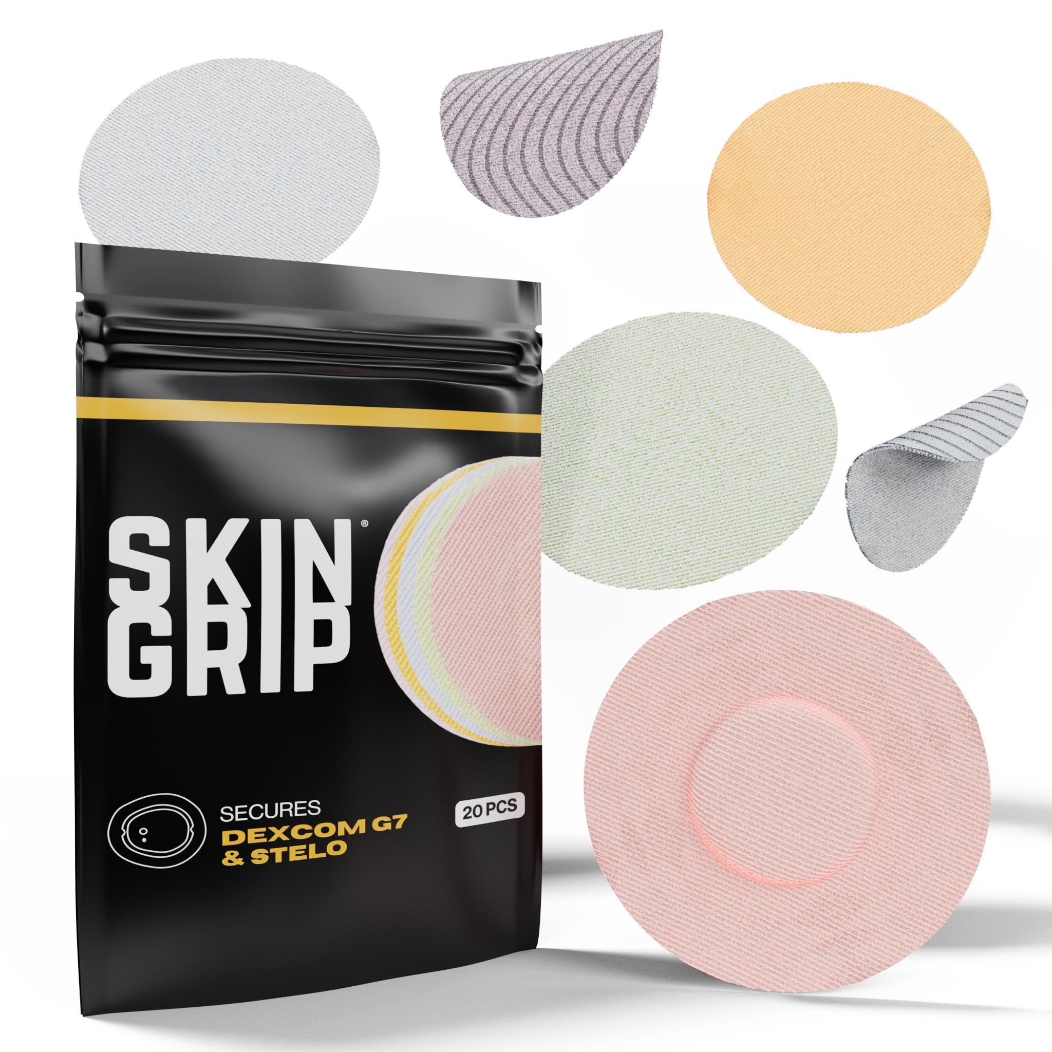 Skin Grip Adhesive Patches Compatible with Dexcom G7 & Stelo CGM - Waterproof & Sweatproof Cover for Continuous Glucose Monitor 