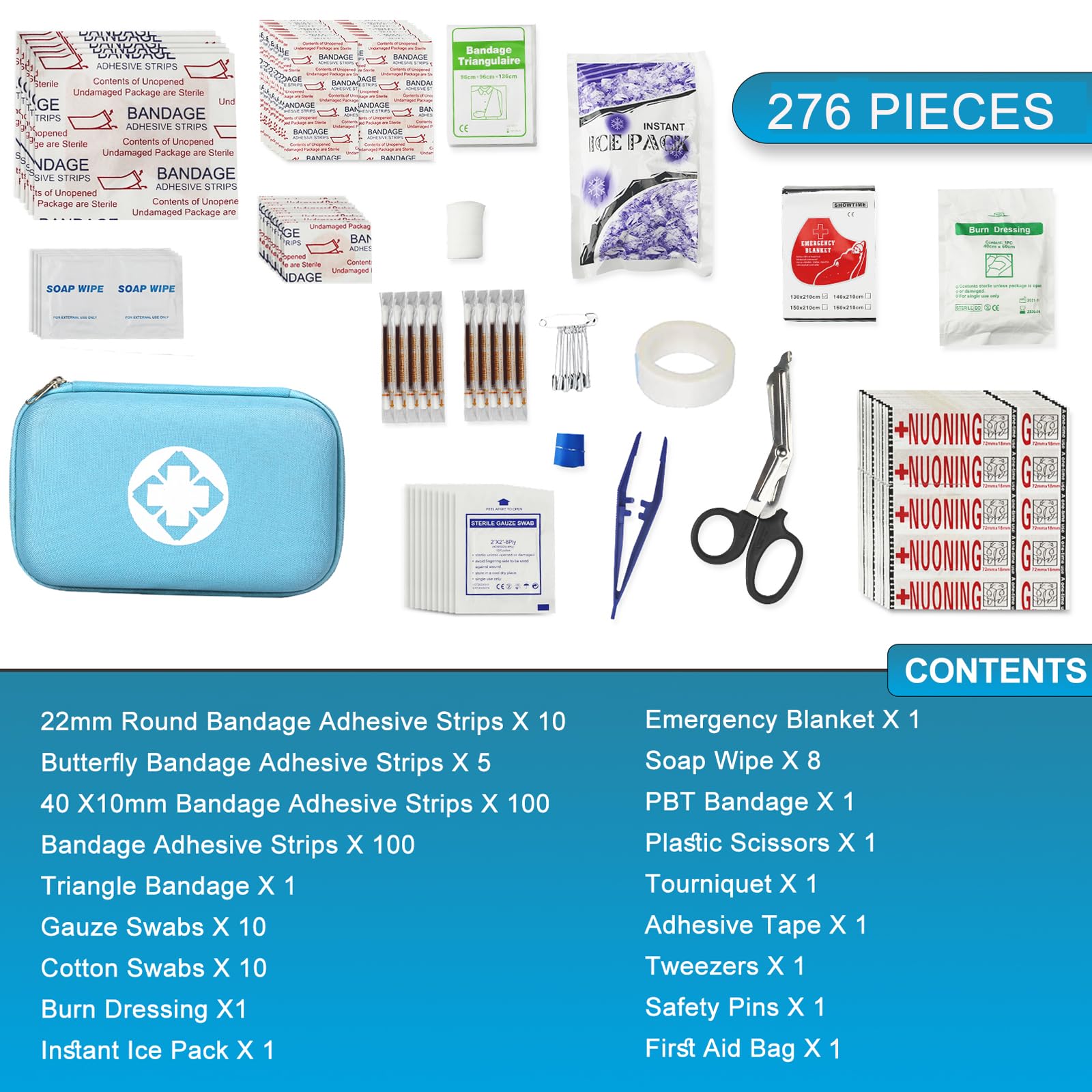 First-Aid Kit-Small Home-Car Emergency-Kit - 276PCS Indoor Supplies Camping Essentials Emergencies First Aid Set Refill Hiking A